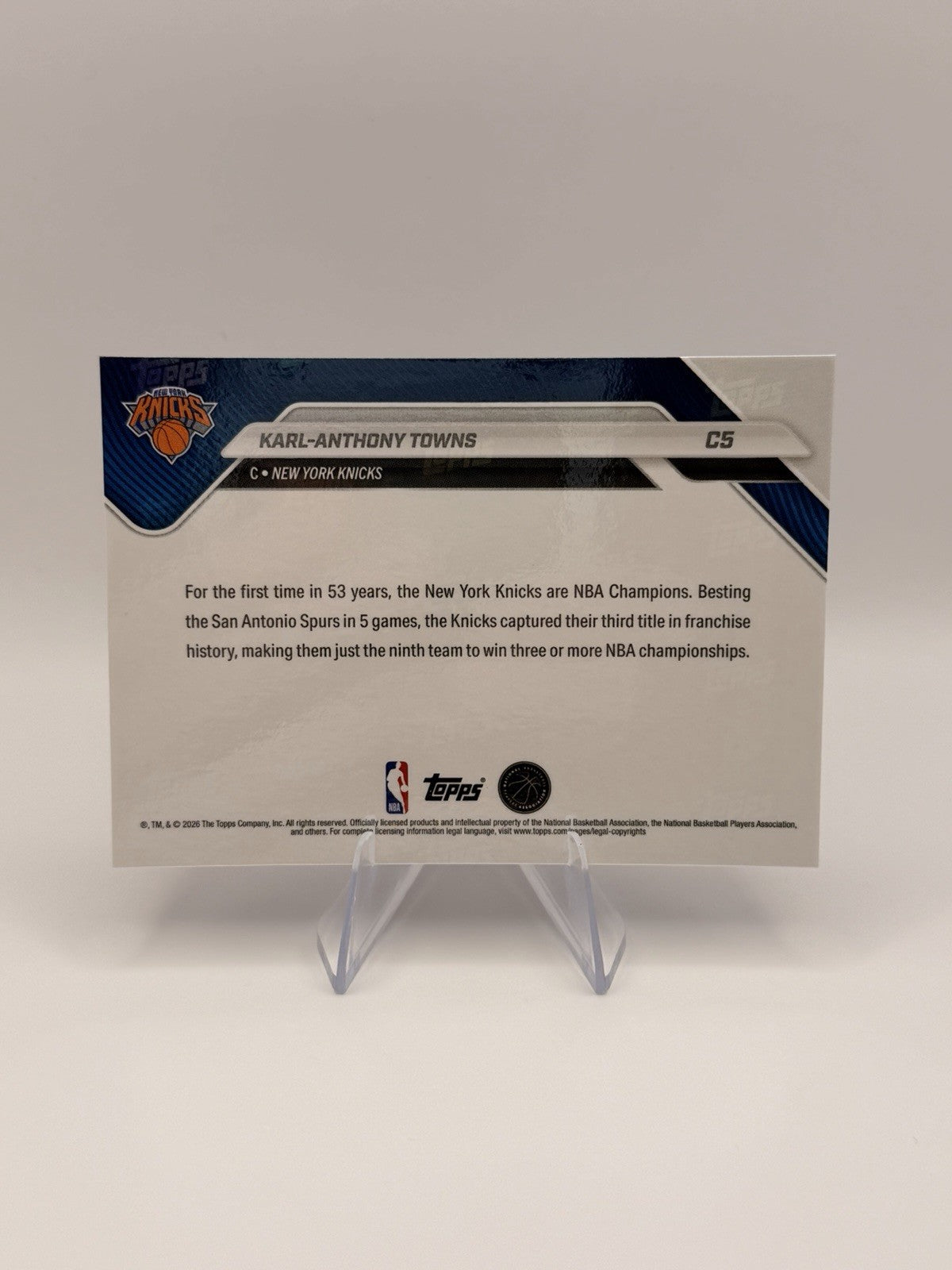 Topps NOW 2025-26 NBA Finals Champions New York Knicks 15 Card Team Set Complete