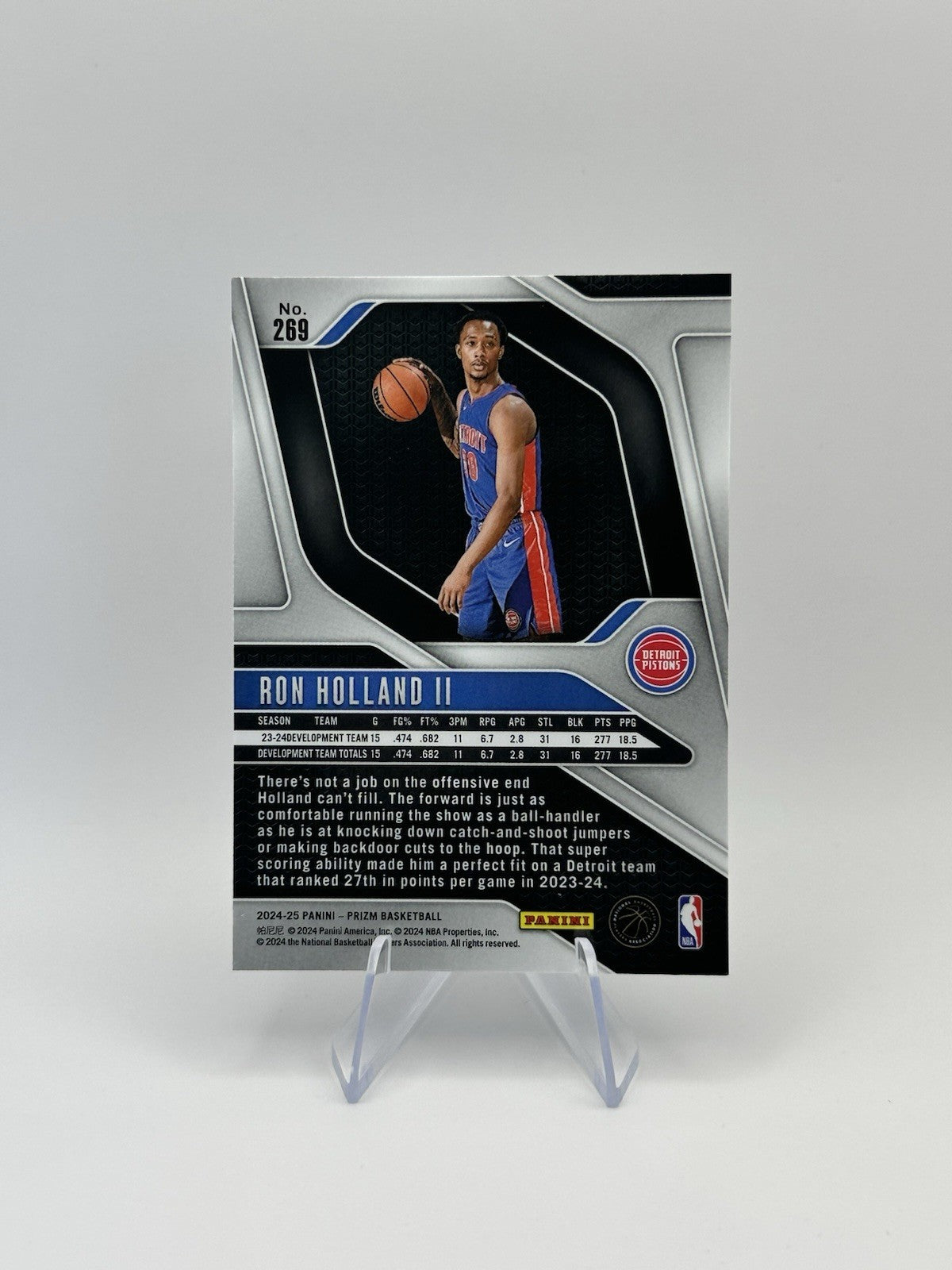 2024-25 Panini Prizm Ron Holland II RC #269 Detroit Pistons NBA Card