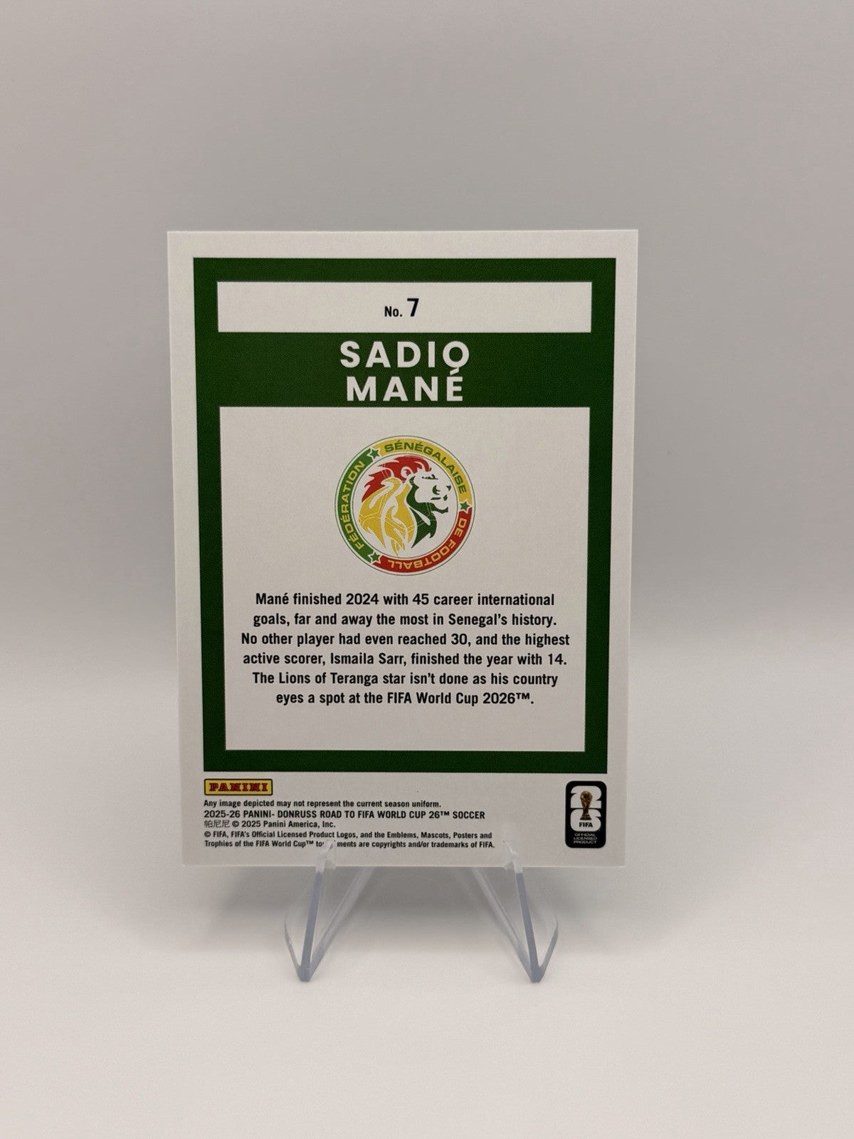 2025-26 Donruss Road To FIFA World Cup Sadio Mane Blue Parallel 87/399 NBA Card