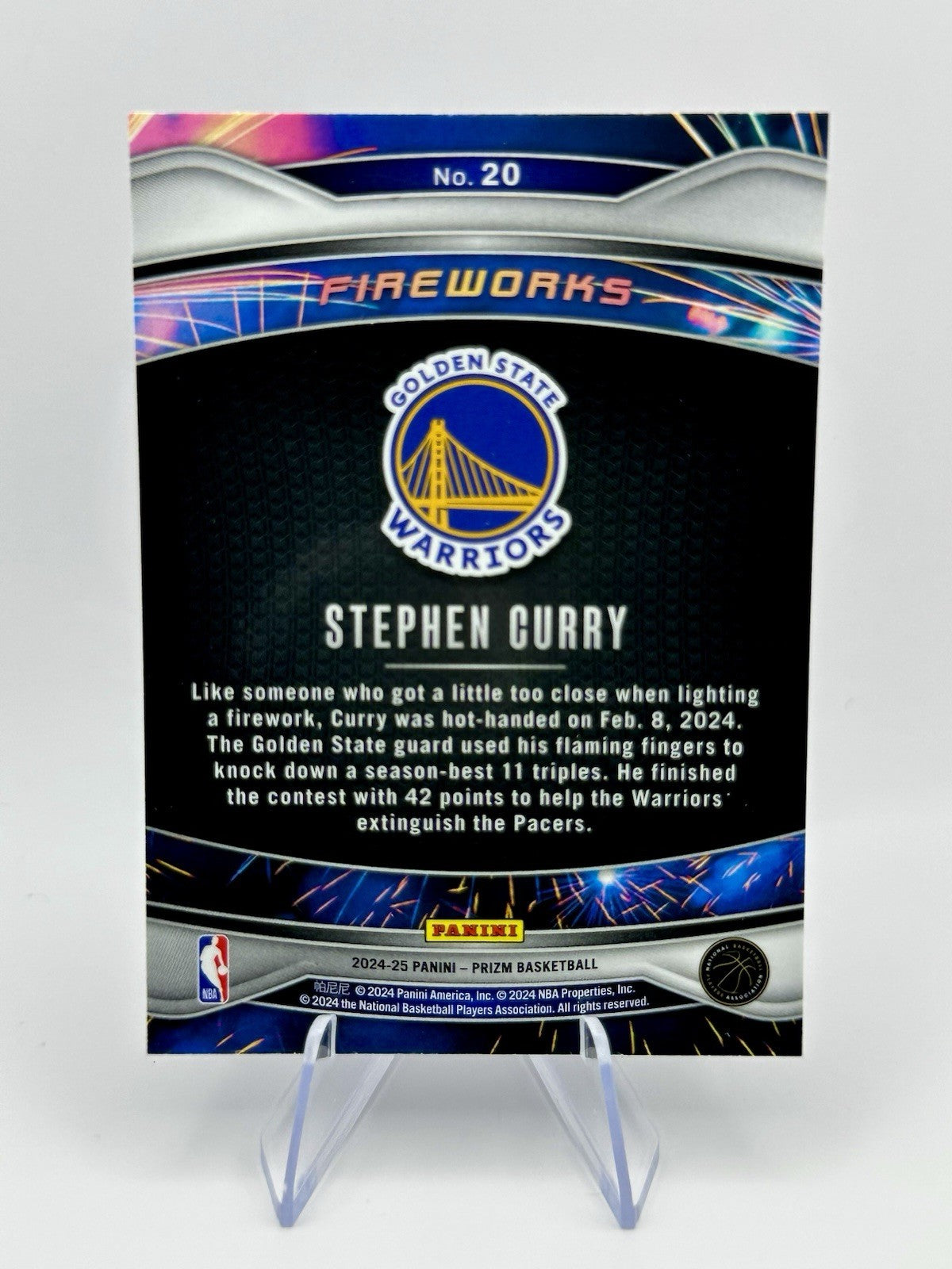 2024-25 Panini Prizm Prizm Stephen Curry Fireworks Insert Warriors #20 NBA Card