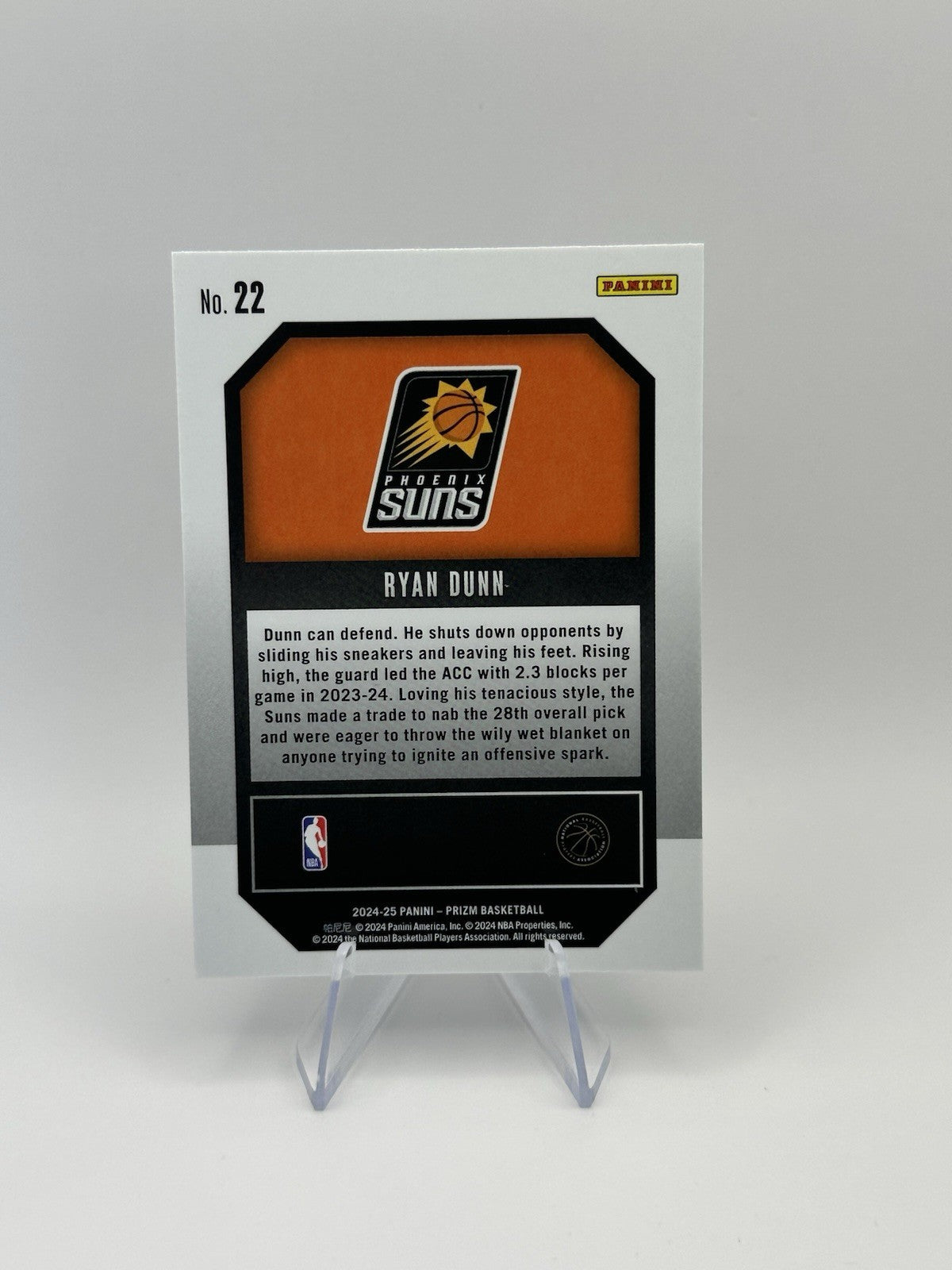 2024-25 Panini Prizm Ryan Dunn RC #22 Phoenix Suns Emergent NBA Card