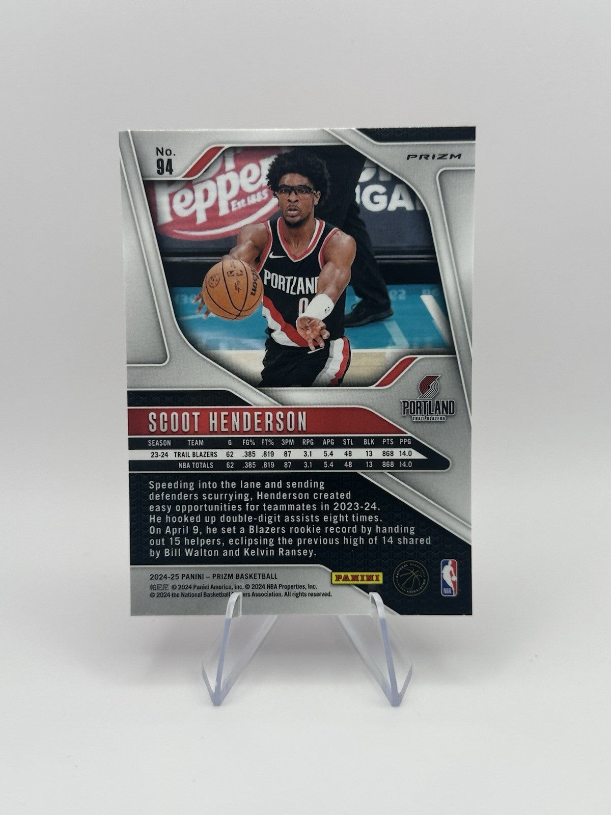 2024-25 Panini Prizm #94 Scoot Henderson Pink Ice Portland Trailblazers NBA Card