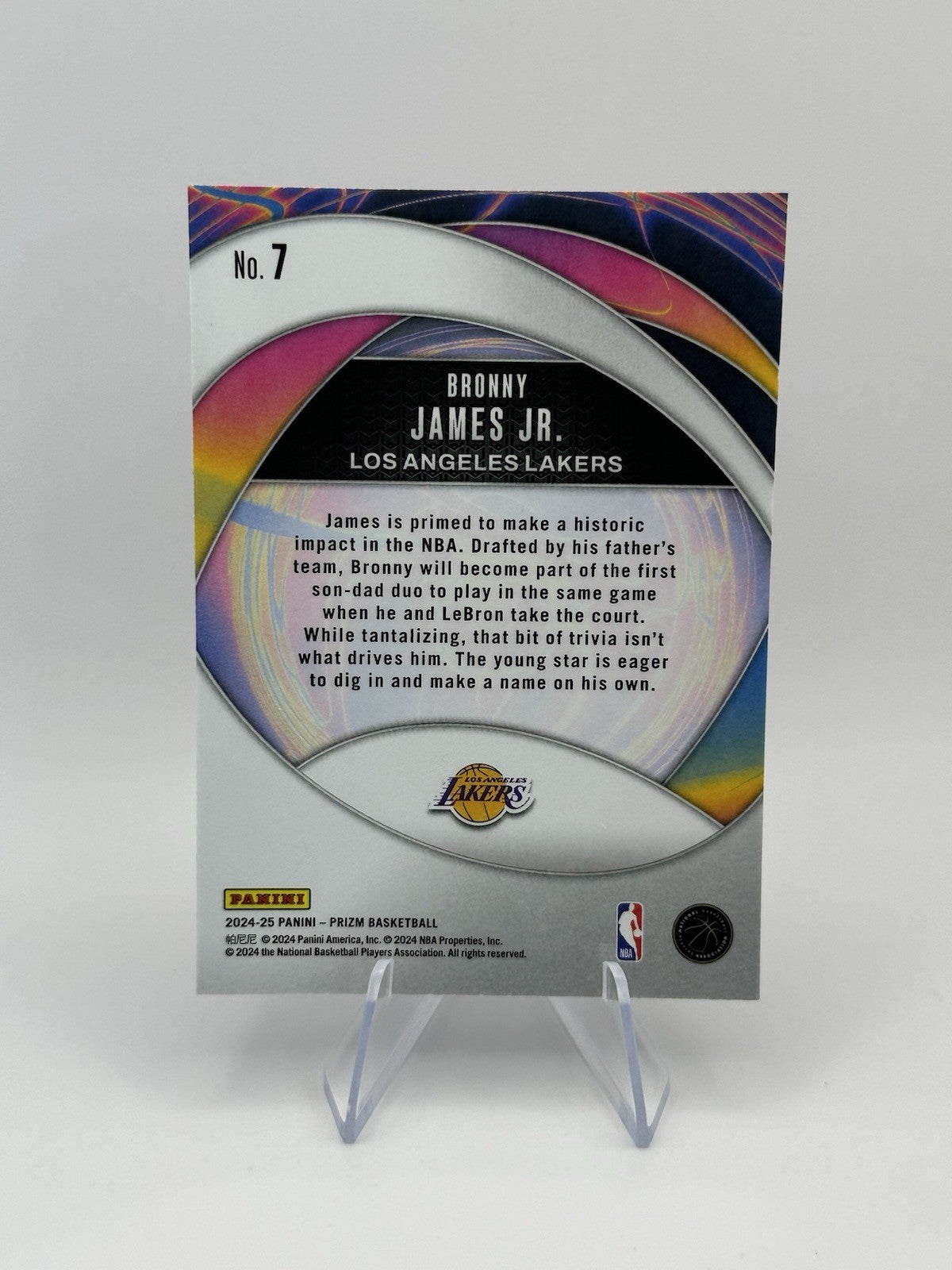 2024-25 Prizm Bronny James Jr #7 Instant Impact Silver RC Los Angeles Lakers