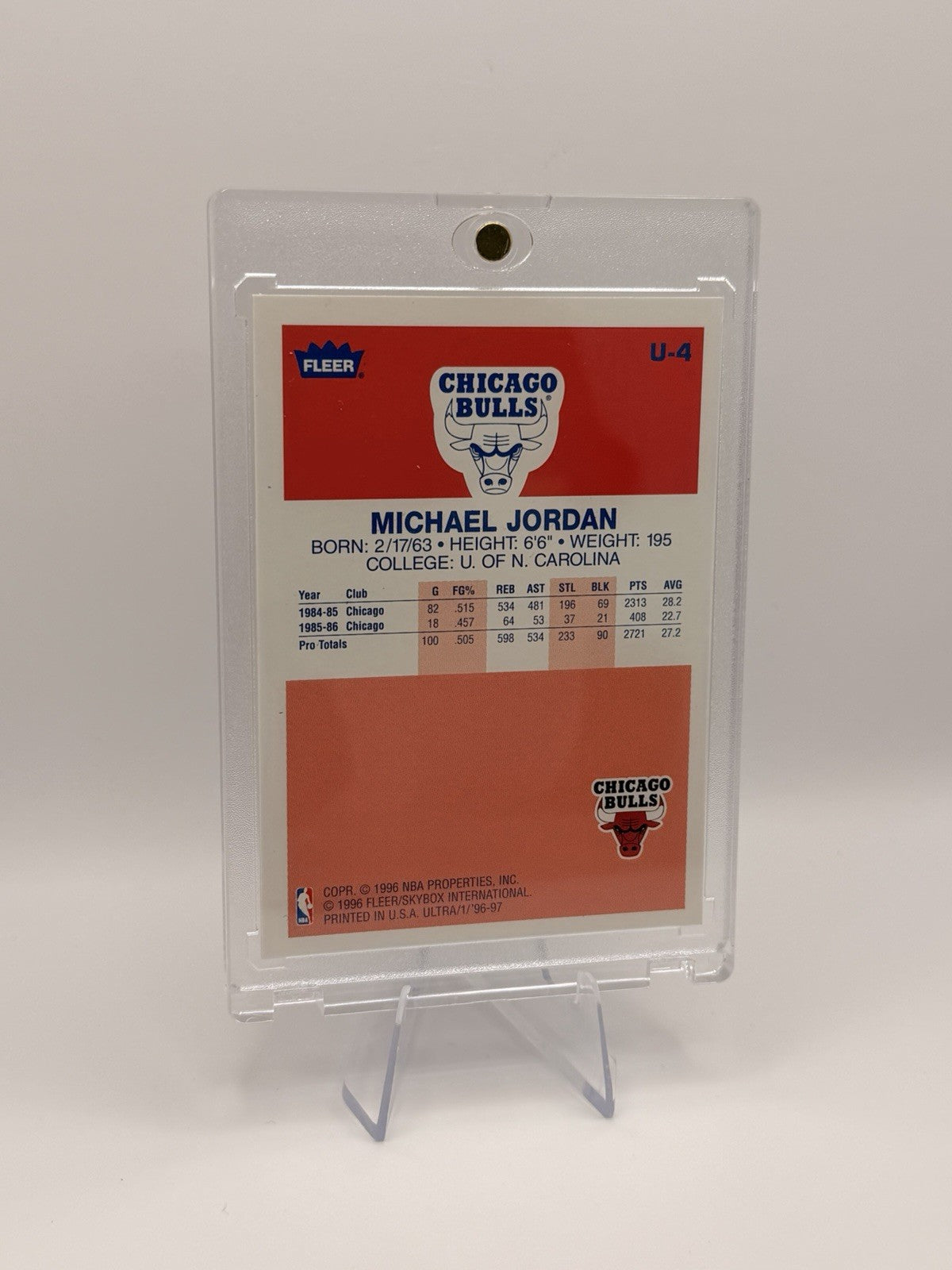 1996 Fleer Michael Jordan Ultra Decade Of Excellence Rookie #U-4 10 GEM-MT Bulls