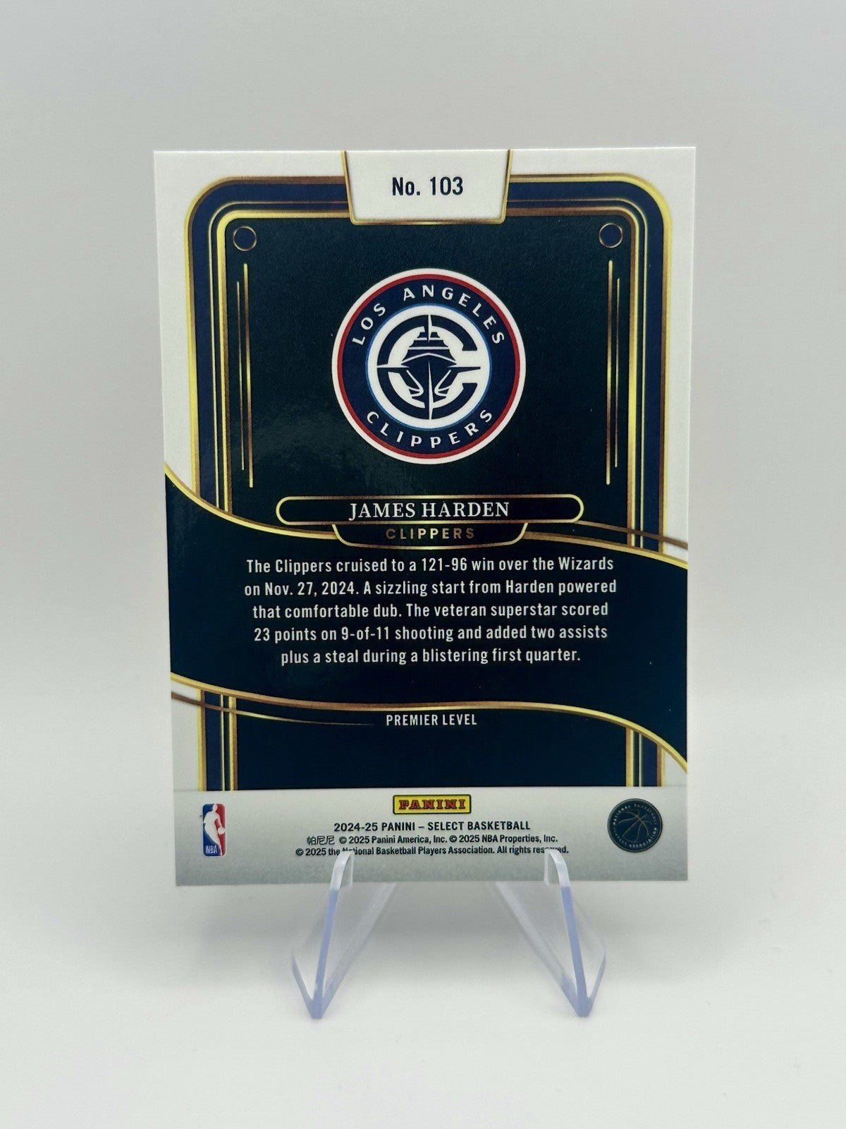 2024-25 Select James Harden Premier Level LA Los Angeles Clippers #103 NBA Card
