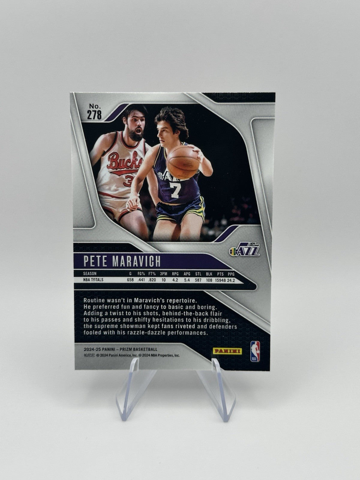 2024-25 Panini Prizm Pete Maravich #278 New Orleans Utah Jazz Legends NBA Card