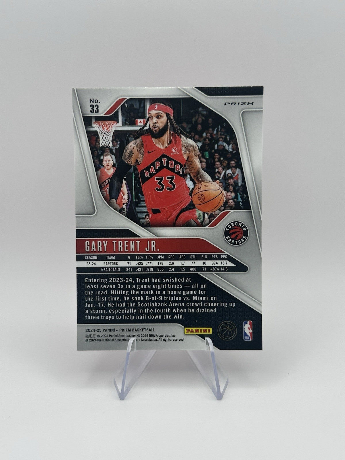 2024-25 Panini Prizm #33 Gary Trent Jr. Pink Ice Toronto Raptors NBA Card