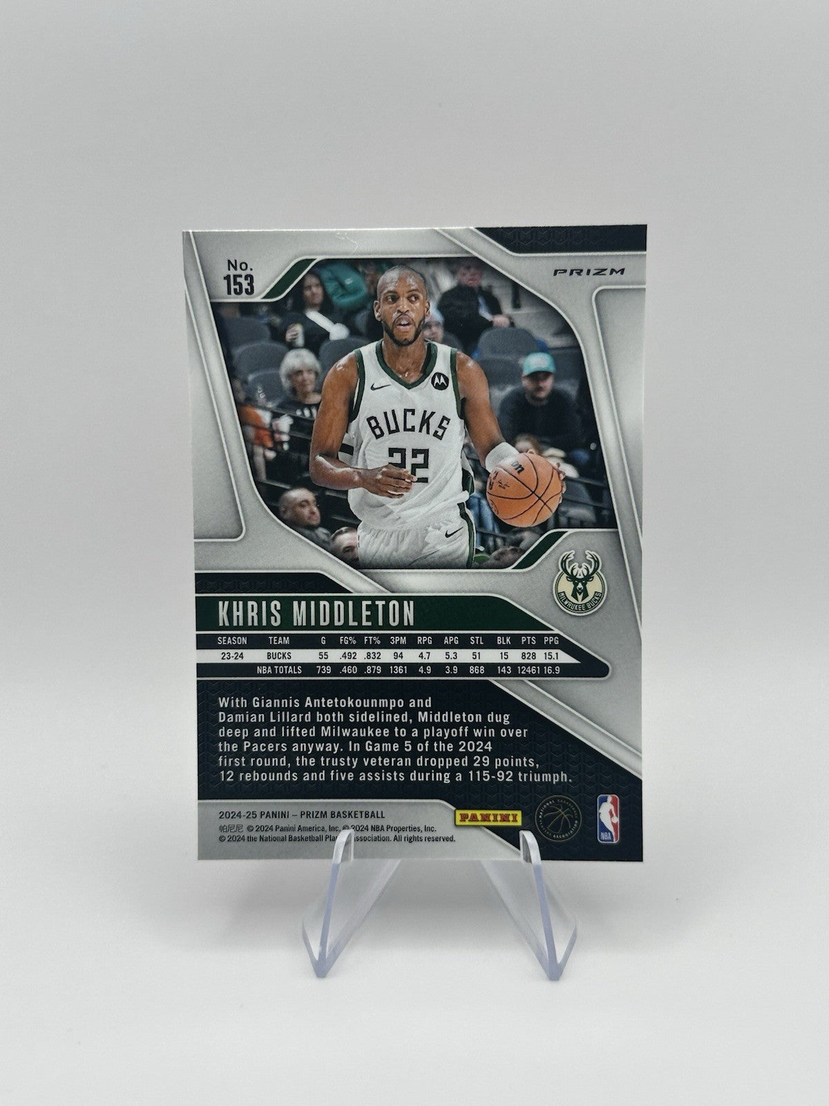2024-25 Panini Prizm Red Cracked Ice Milwaukee Bucks #153 Khris Middleton