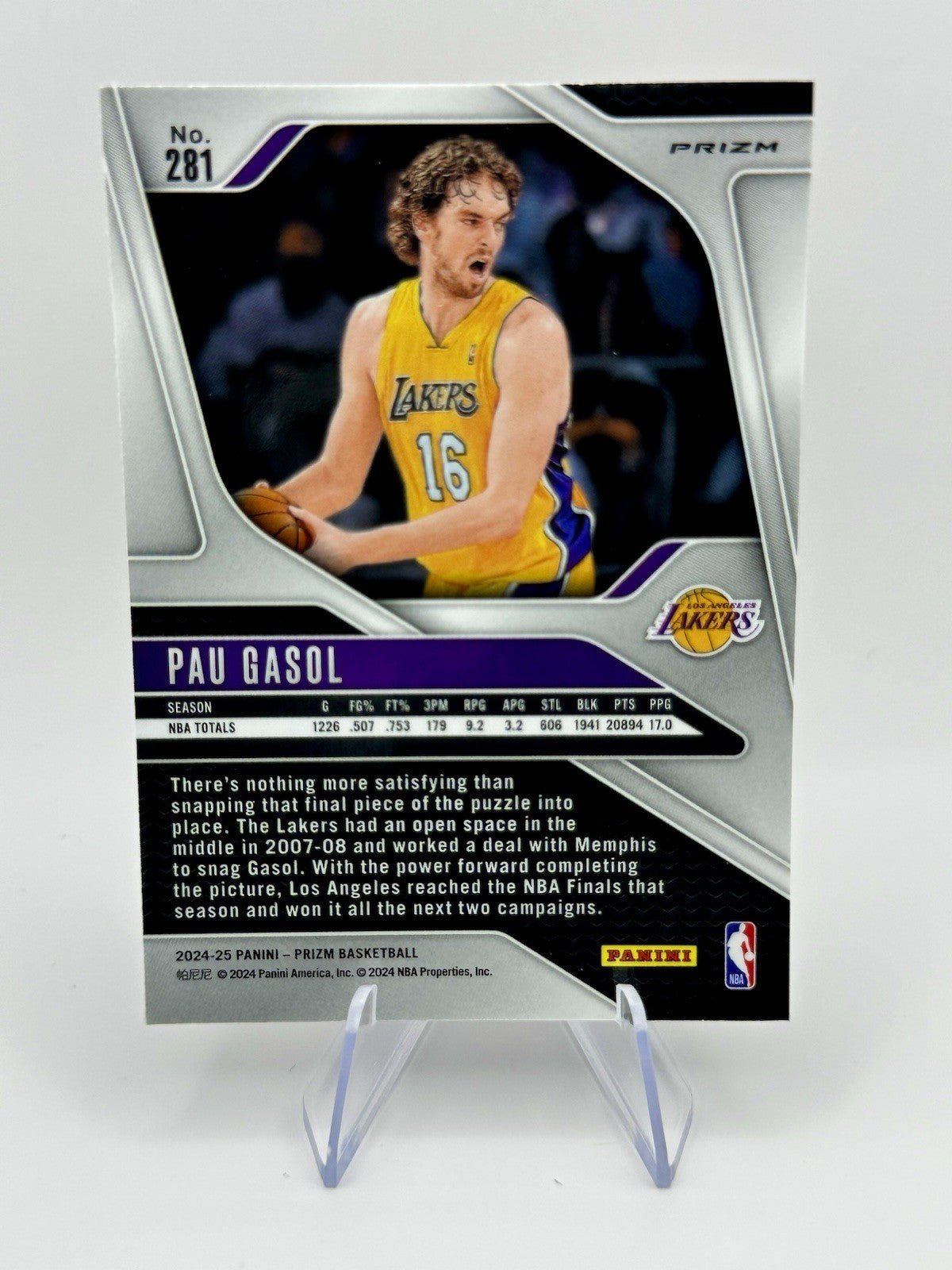 2024-25 Panini Prizm Prizm Legends Silver Prizm #281 Pau Gaosol - Lakers