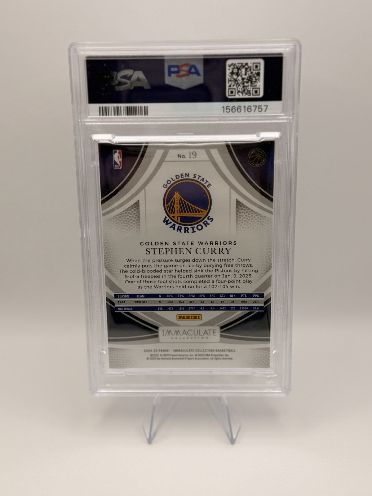 Stephen Curry 2024-25 Panini Immaculate Red /49 #19 PSA 7 Warriors SSP