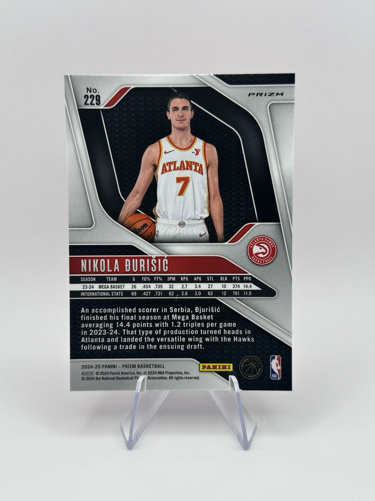 2024-25 Panini Prizm Nikola Djurisic RC #229 Atlanta Hawks NBA Card