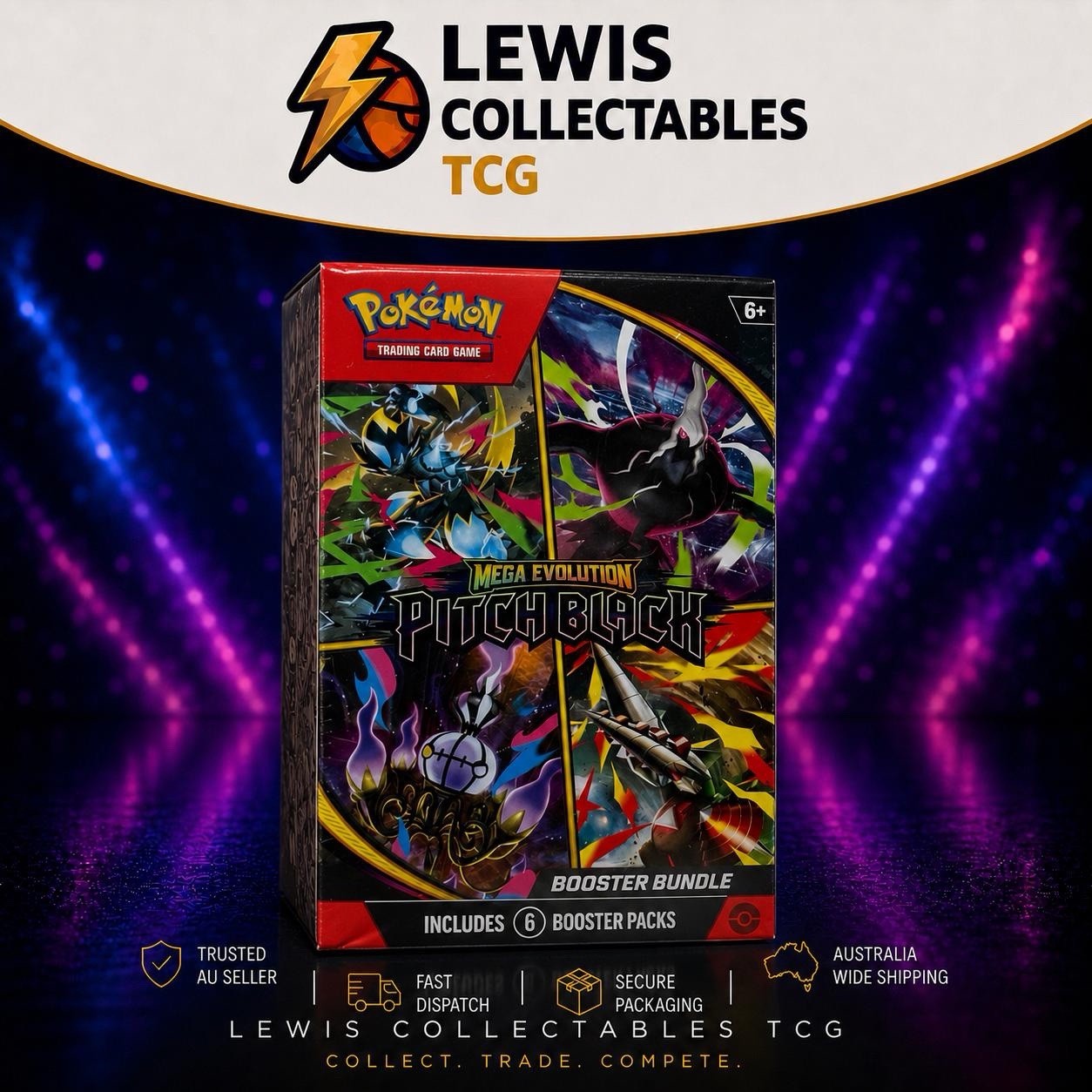 Pokémon TCG Mega Evolution Pitch Black Booster Bundle 6 Packs Sealed English