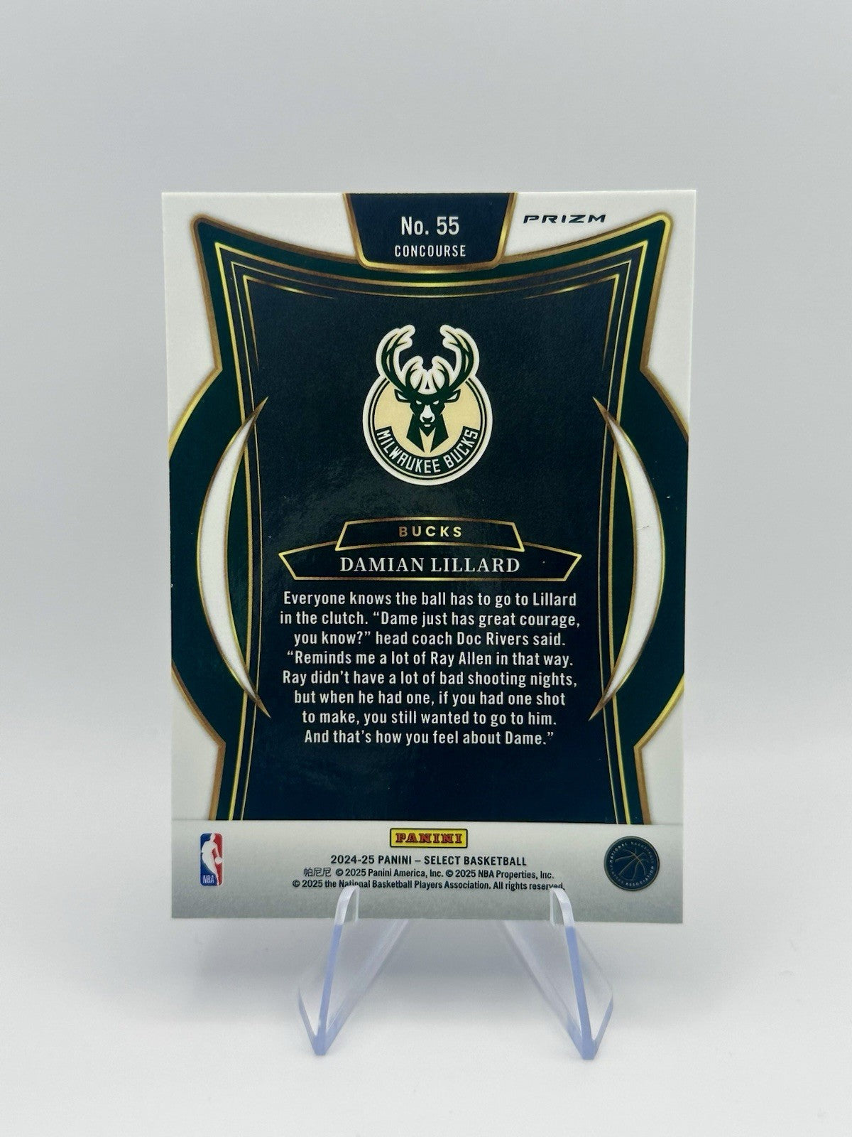Damian Lillard Blue Cracked Ice Prizm Concourse #55 Milwaukee Bucks Select