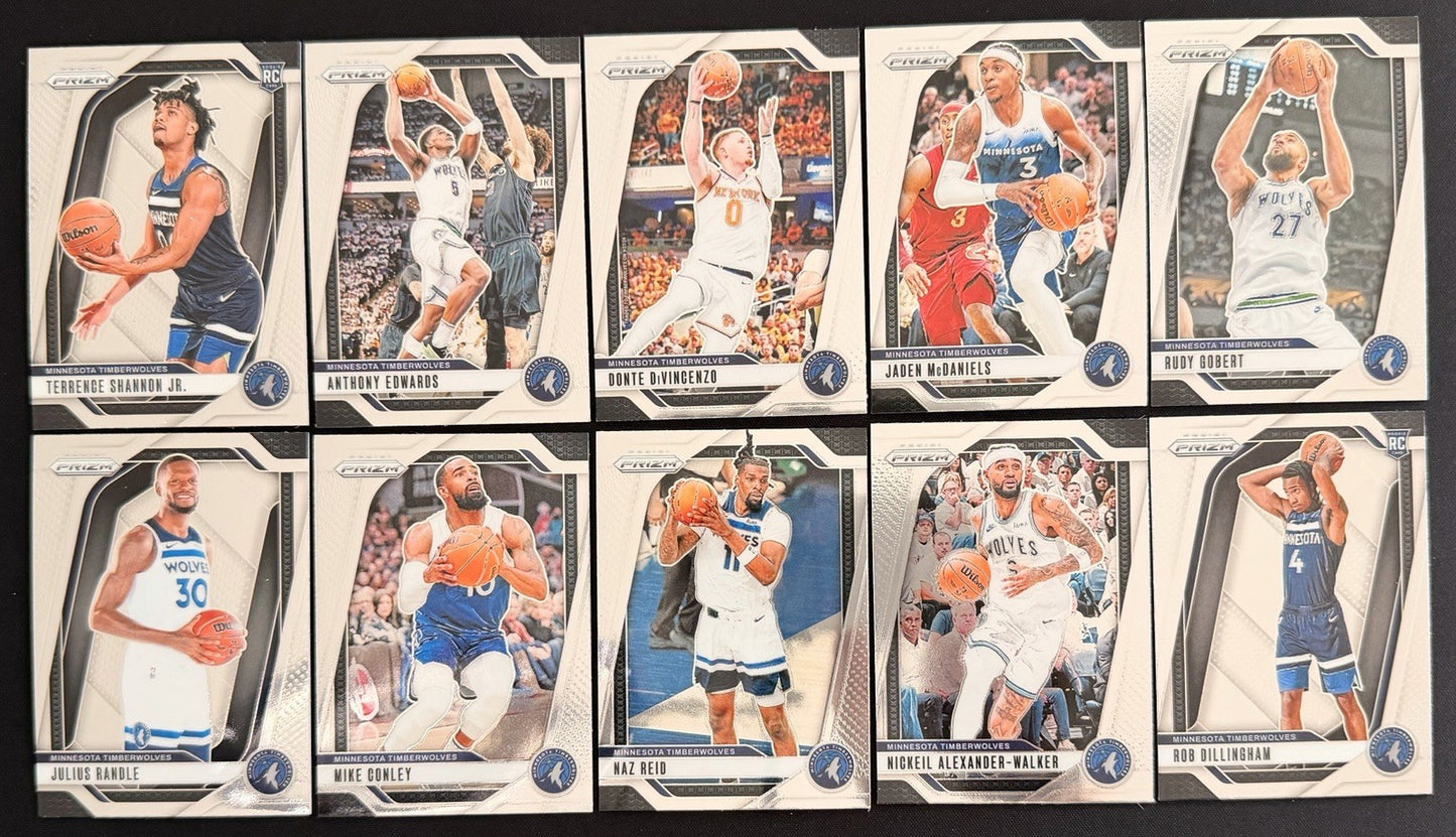 Minnesota Timberwolves Team Lot Panini Prizm Cards Edwards Dillingham RC NM