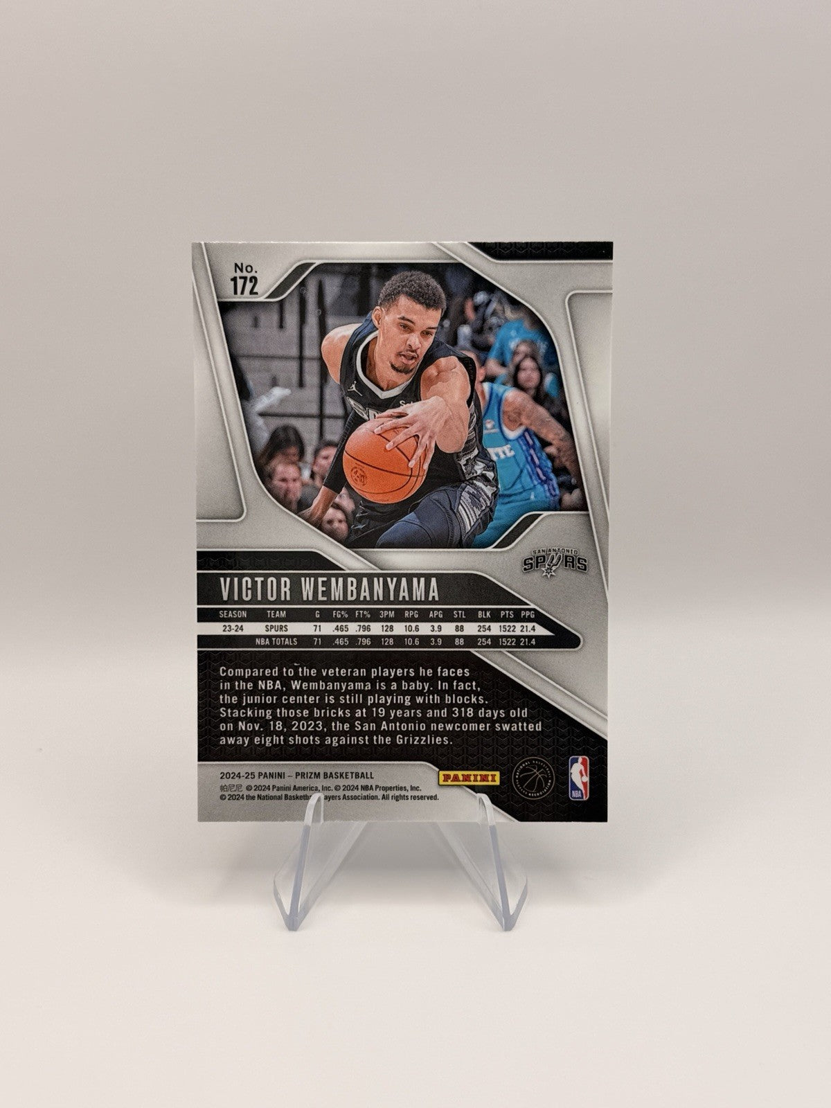 2024-25 Panini Prizm Victor Wembanyama #172 Spurs Card NM NBA Card
