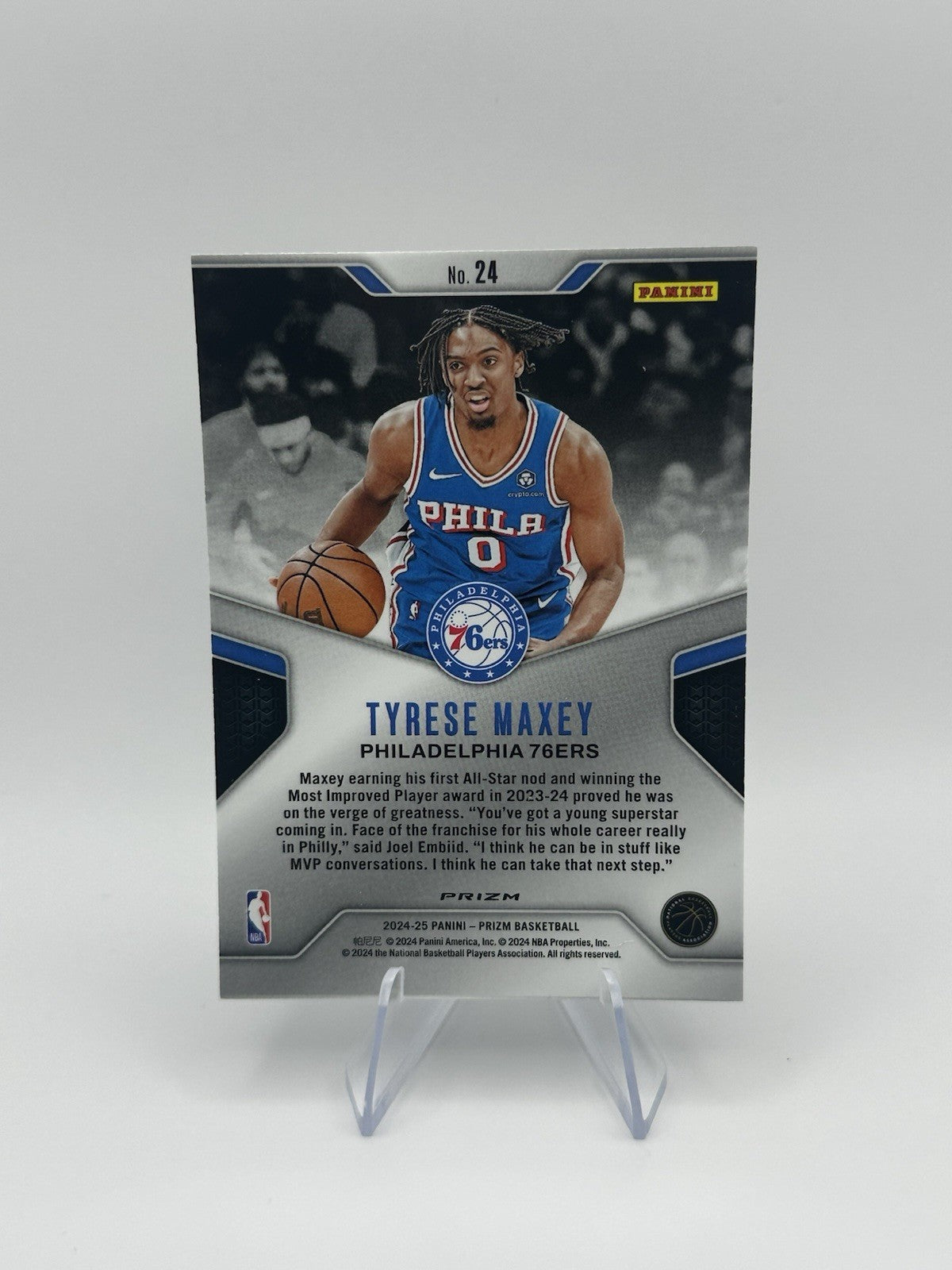 2024-25 Panini Prizm Silver Dominance Philadelphia 76ers #24 Tyrese Maxey