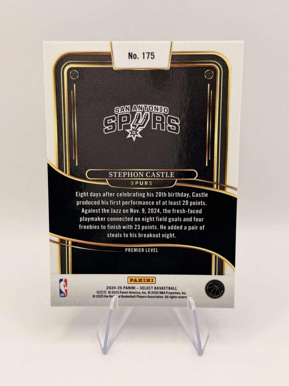 2024-25 Select Premier Blue Prizm SSPs Rookie #175 Stephon Castle - Spurs RC