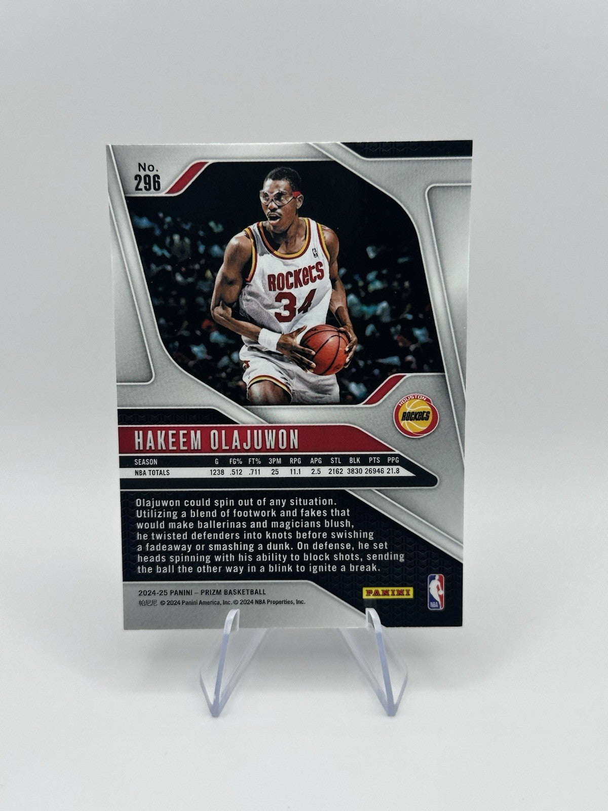 2024-25 Panini Prizm Legends #296 Hakeem Olajuwon Houston Rockets NBA Card