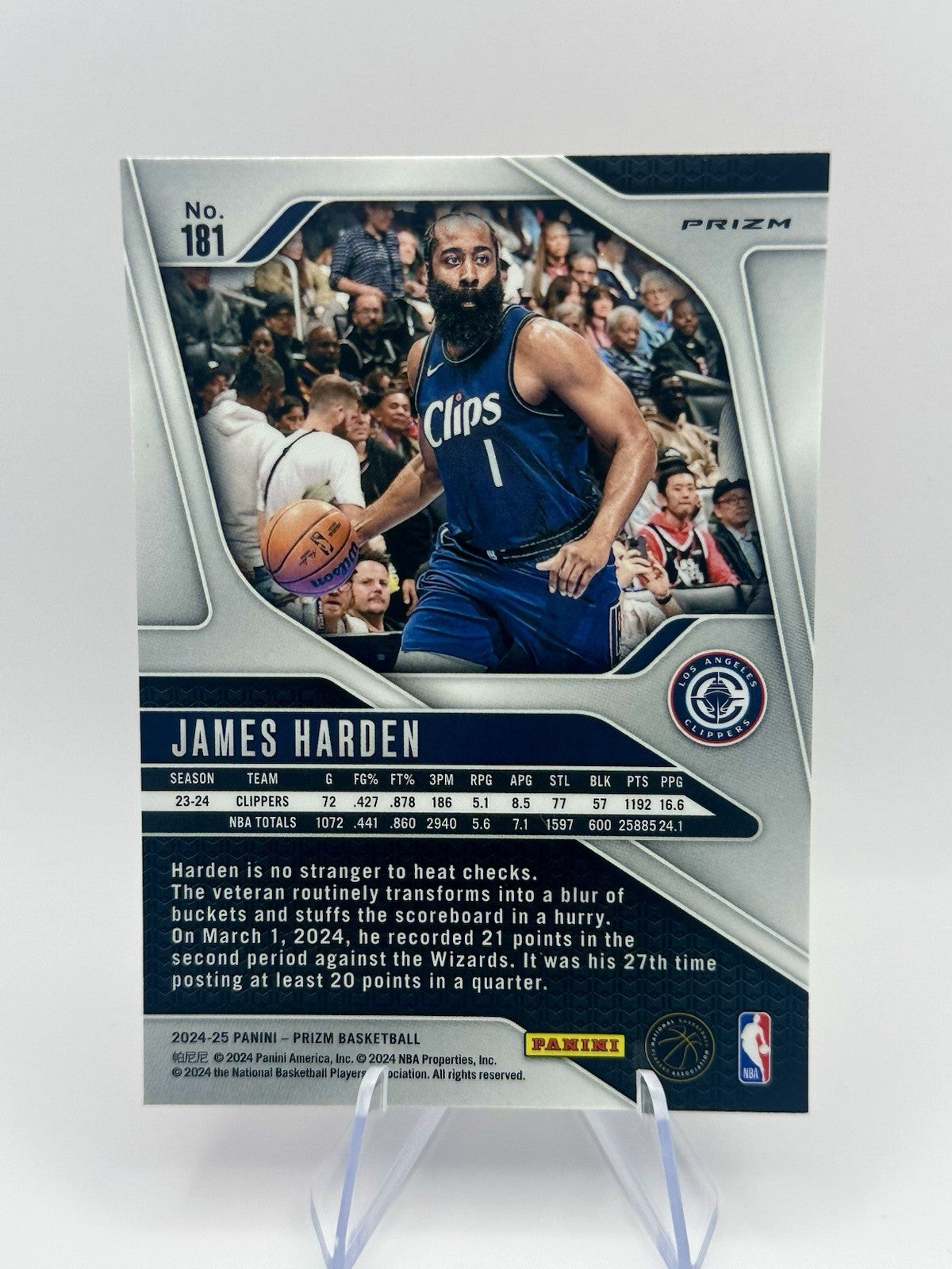 2024-25 Panini Prizm Red Ice #181 LA Clippers James Harden NBA Card