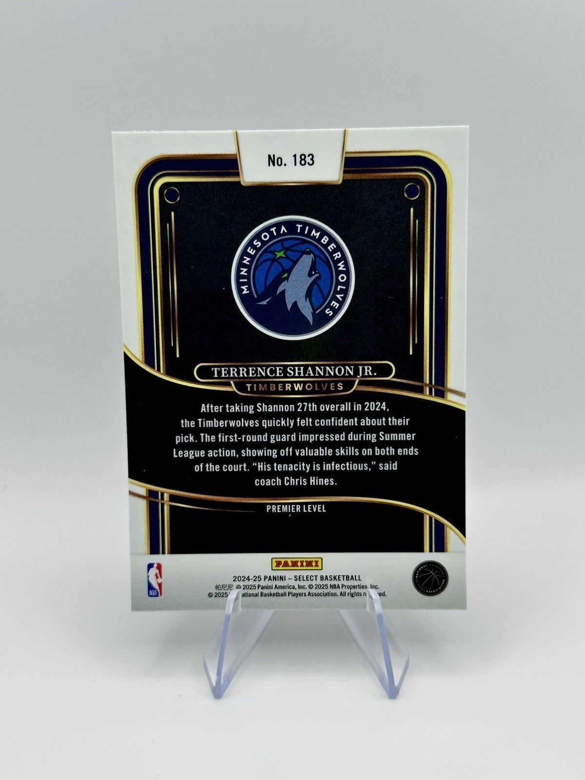 2024-25 Select Terrence Shannon Jr RC #183 Minnesota Timberwolves NBA Card