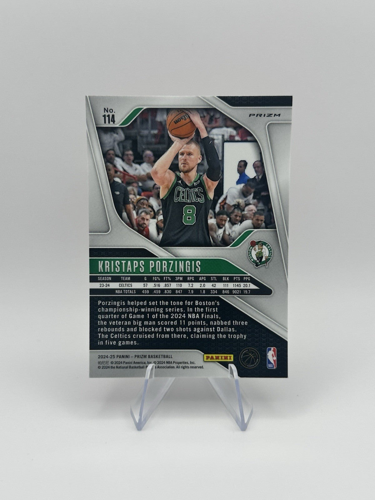2024-25 Panini Prizm Red Cracked Ice Boston Celtics #114 Kristaps Porzingis