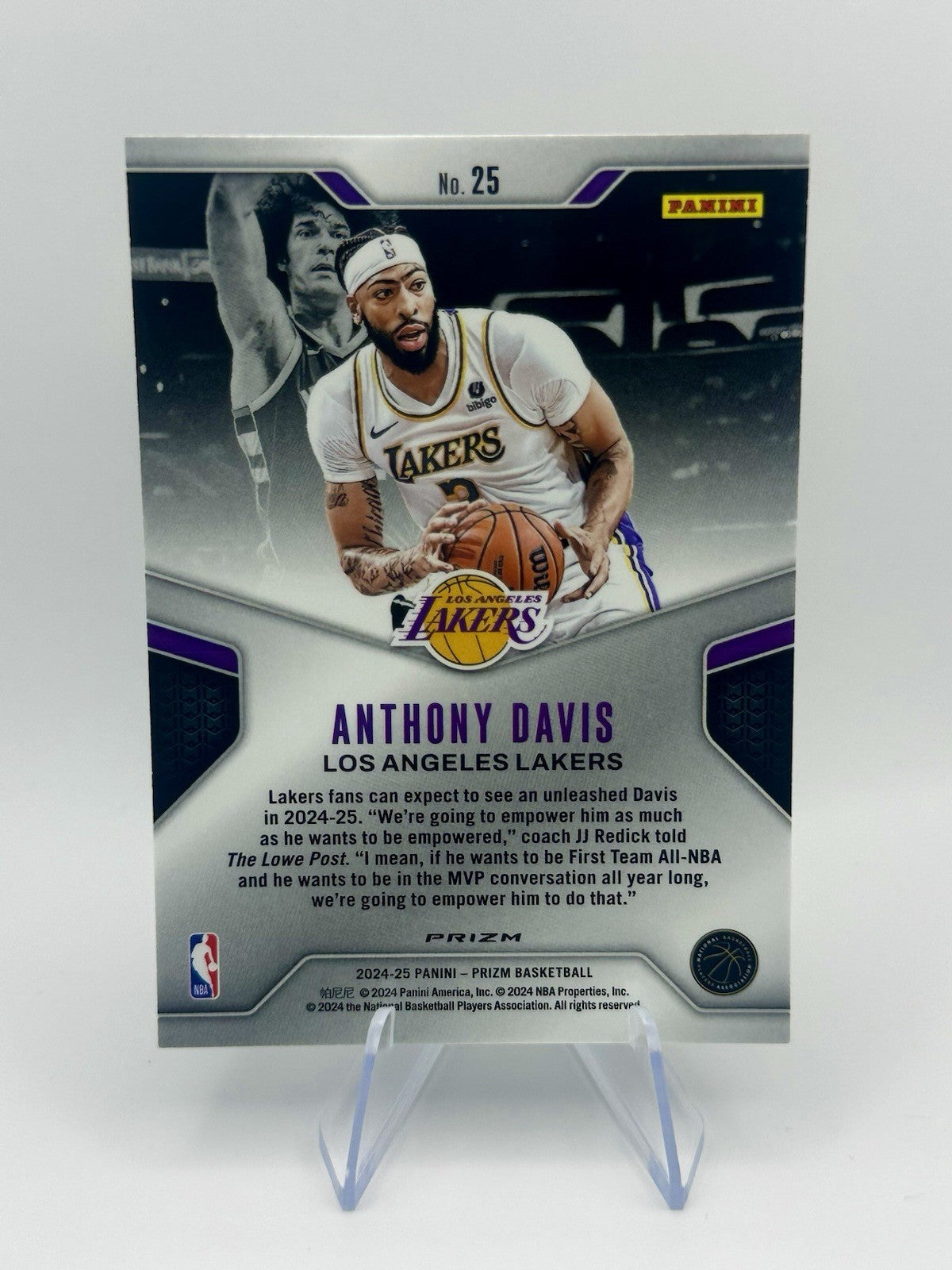 2024-25 Panini Prizm Anthony Davis #25 Dominance Silver Prizm LA Lakers NBA Card