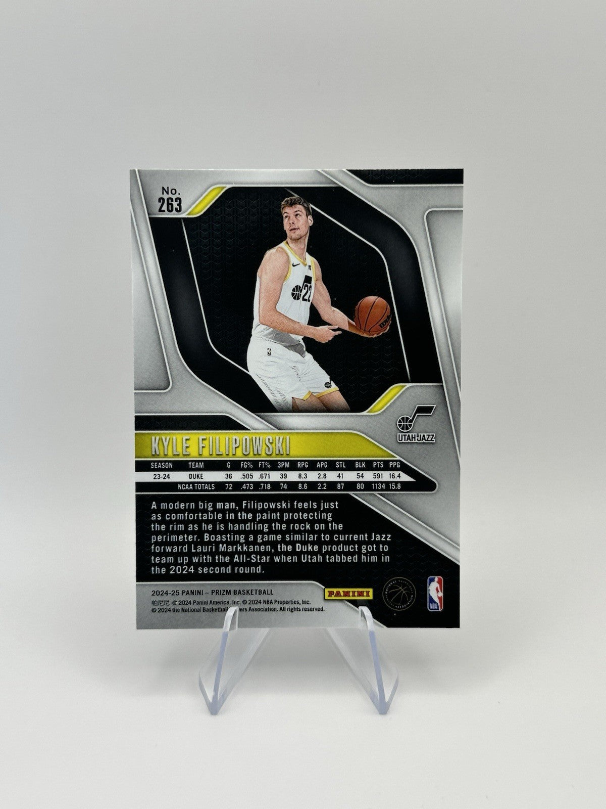 2024-25 Panini Prizm Kyle Filipowski RC #263 Utah Jazz RC NBA Card