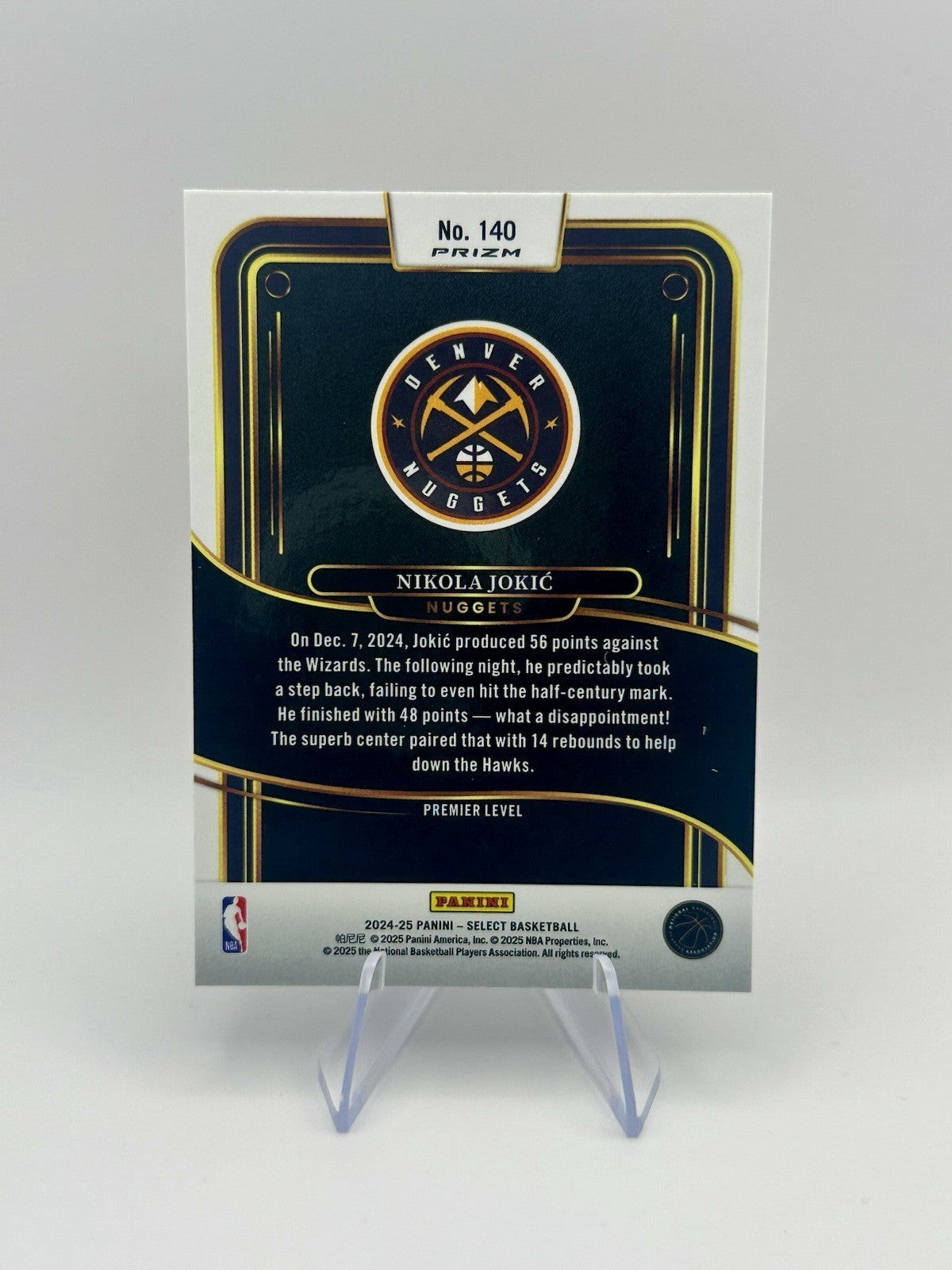 2024-25 Select Nikola Jokic Silver Prizm Denver Nuggets #140 Premier NBA Card