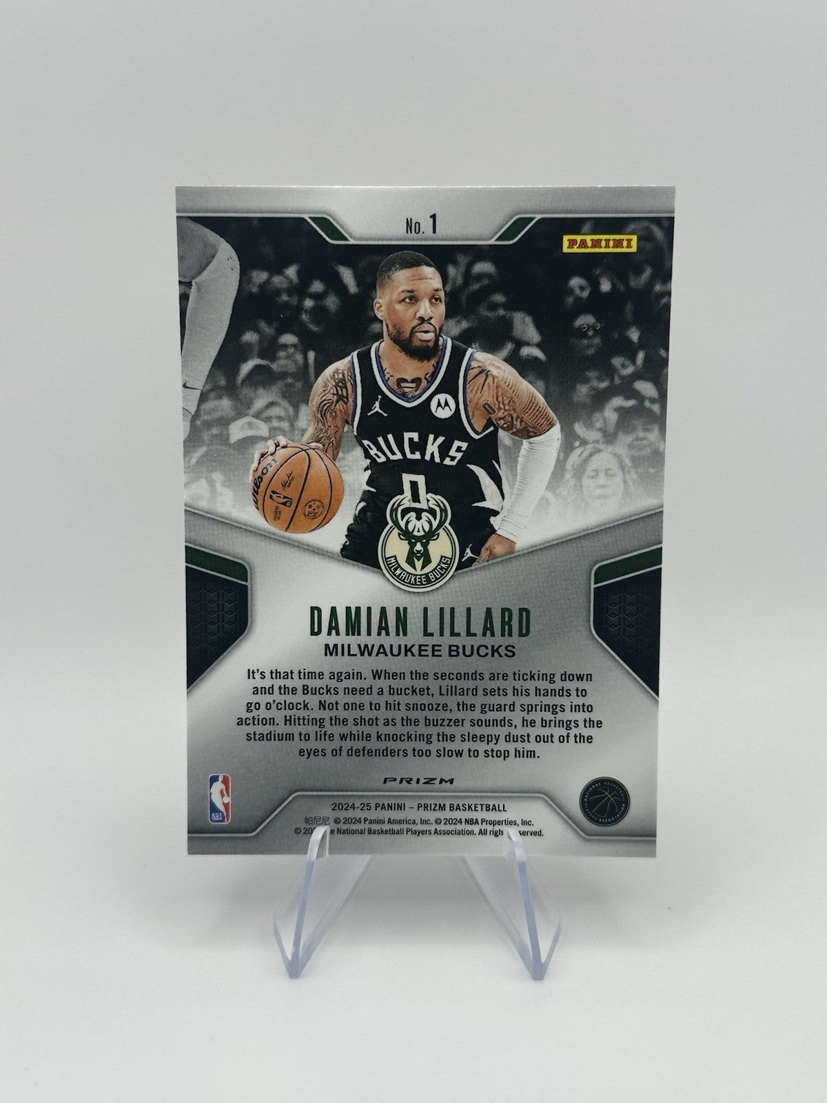 2024-25 Panini Prizm Silver Dominance Milwaukee Bucks #1 Damian Lillard NBA Card