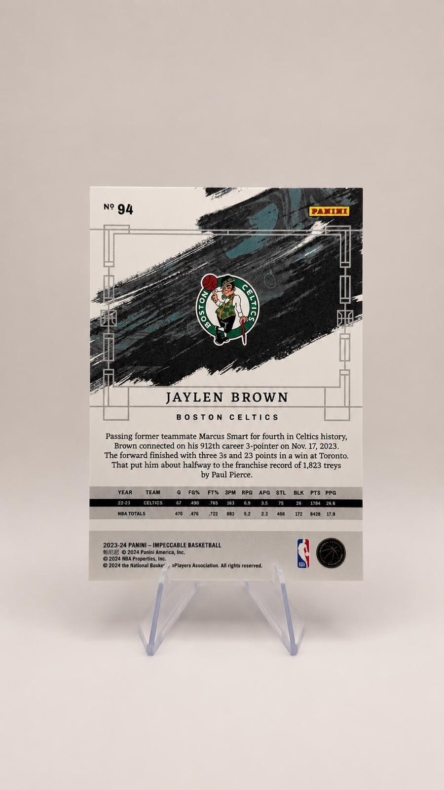 2023-24 Panini Impeccable Jaylen Brown Canvas Creations /99 #94 Celtics SSP