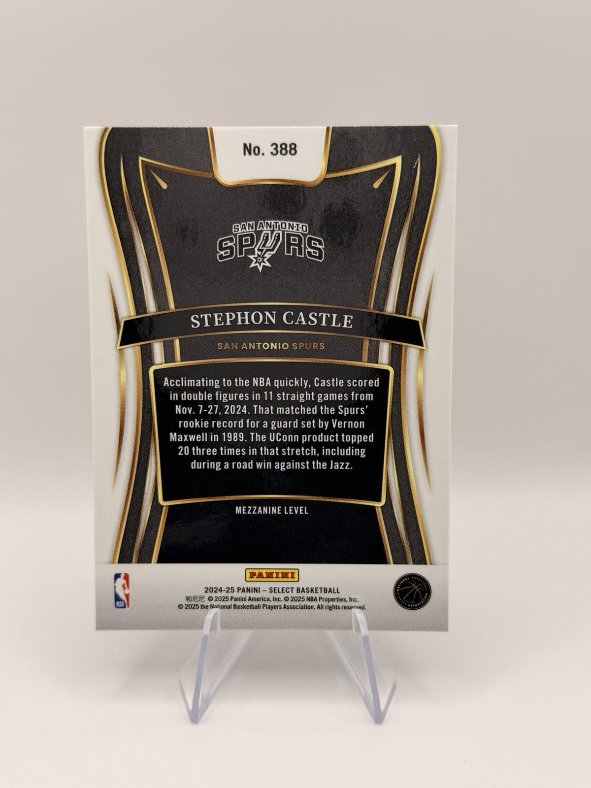 2024-25 Panini Prizm Select Stephon Castle Rookie RC San Antonio Spurs NBA Card