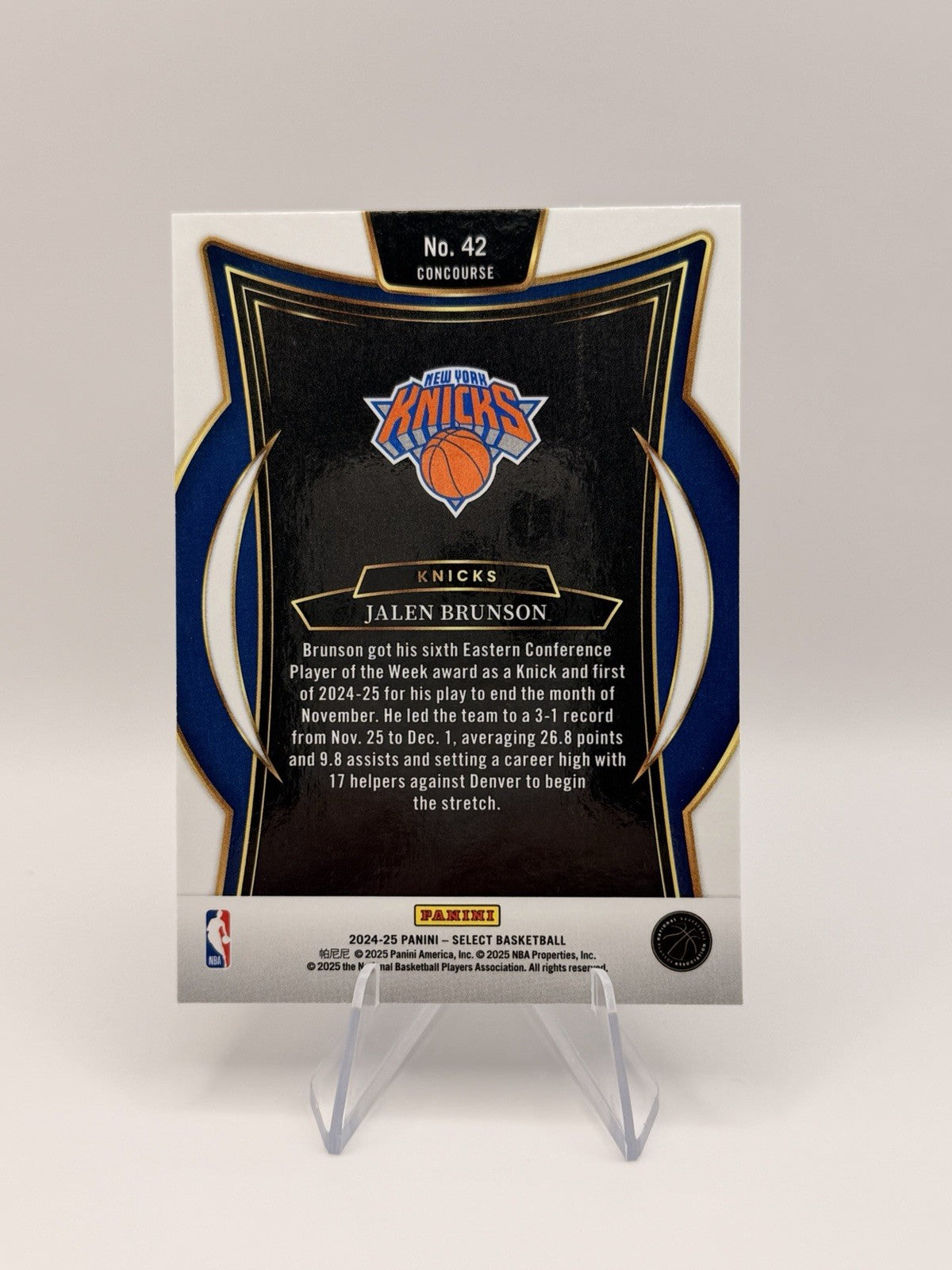 2024-25 Panini Select - Concourse Jalen Brunson #42 NY Knicks NBA Card