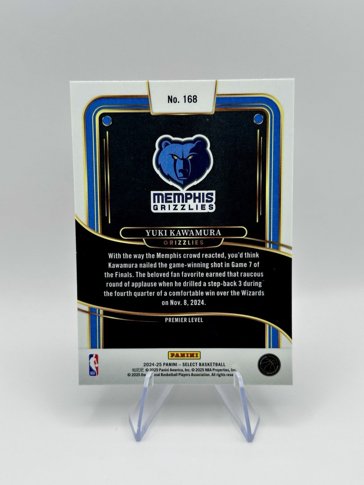2024-25 Select Premier Level #168 Memphis Grizzlies Yuki Kawamura RC NBA Card