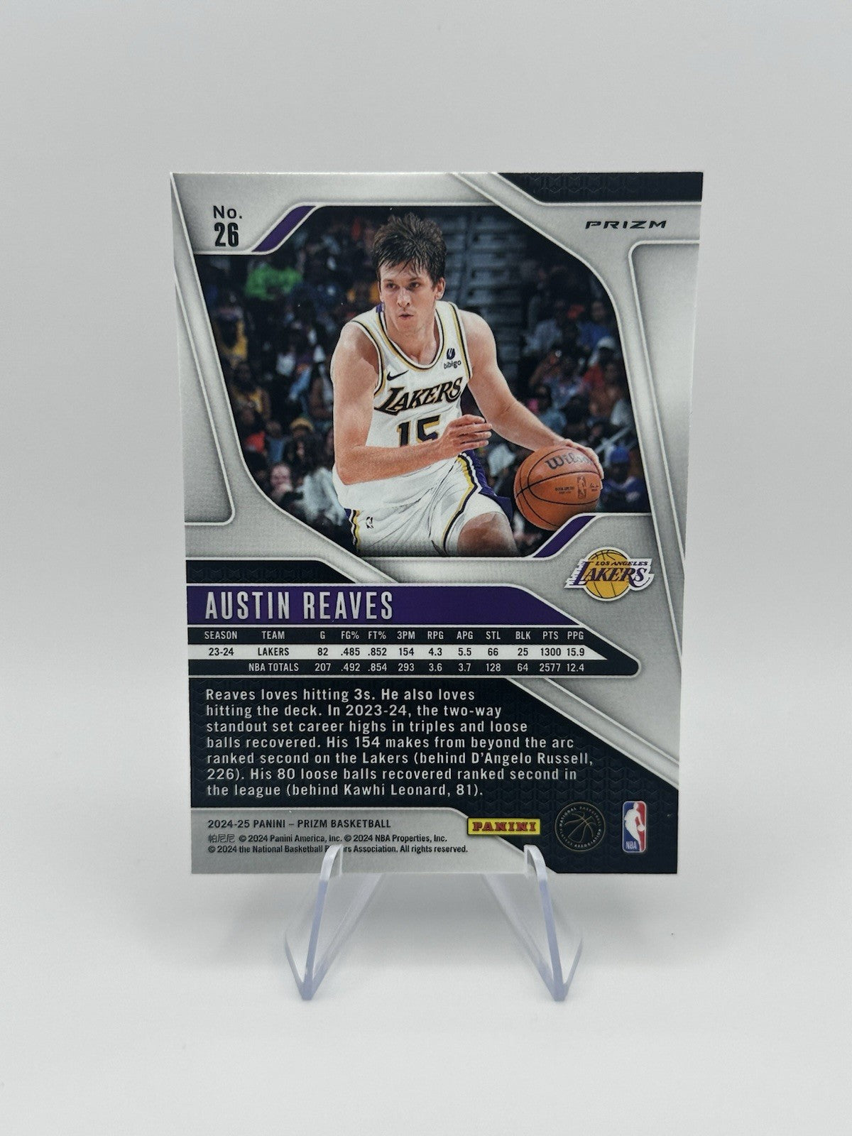 2024-25 Panini Prizm Silver Prizm #26 Los Angeles Lakers Austin Reaves NBA Card