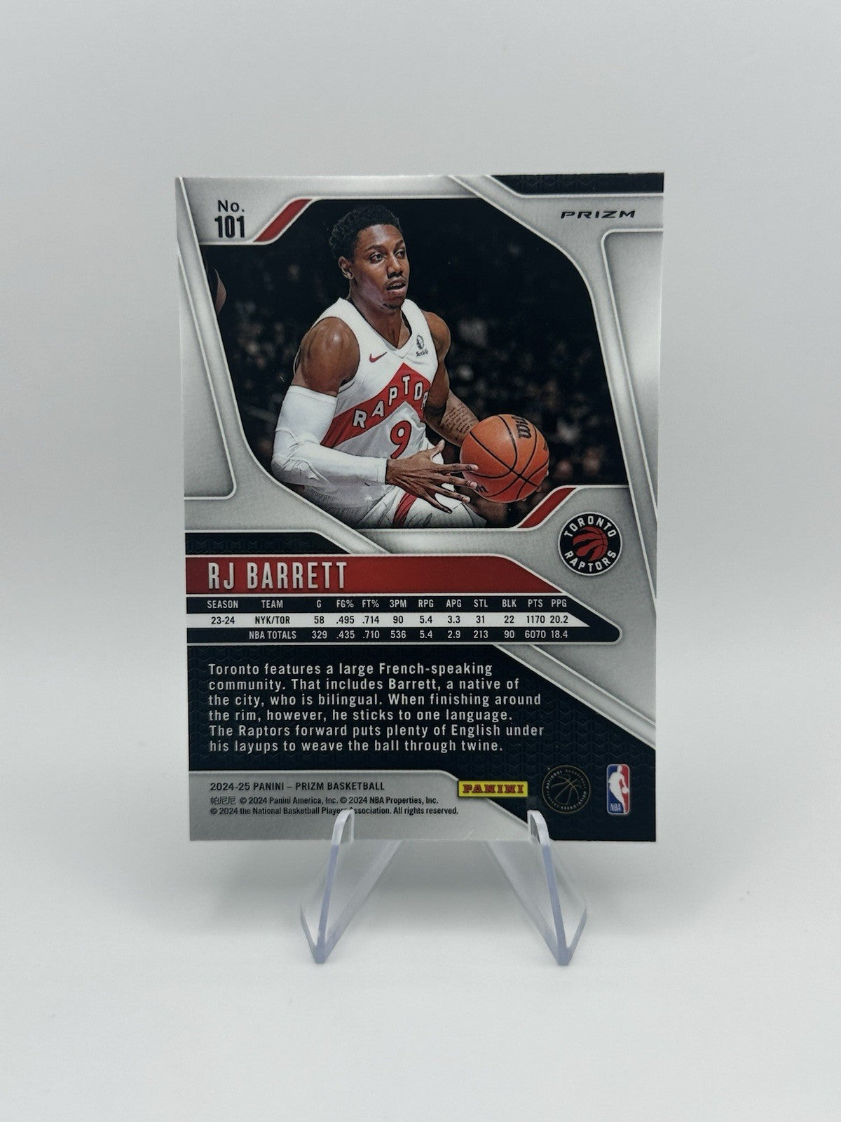2024-25 Panini Prizm RJ Barrett Green Prizm #101 Toronto Raptors NBA Card