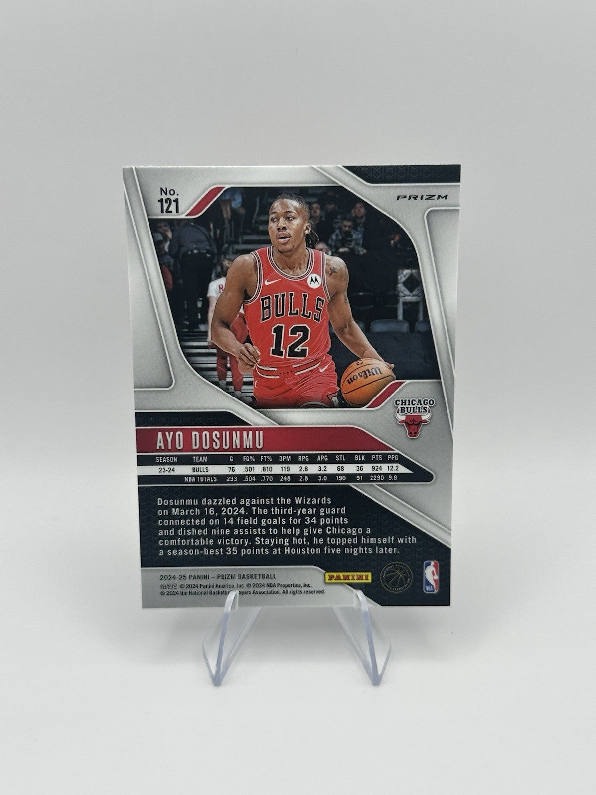 2024-25 Panini Prizm Silver Prizm Chicago Bulls #121 Ayo Dosunmu NBA Card