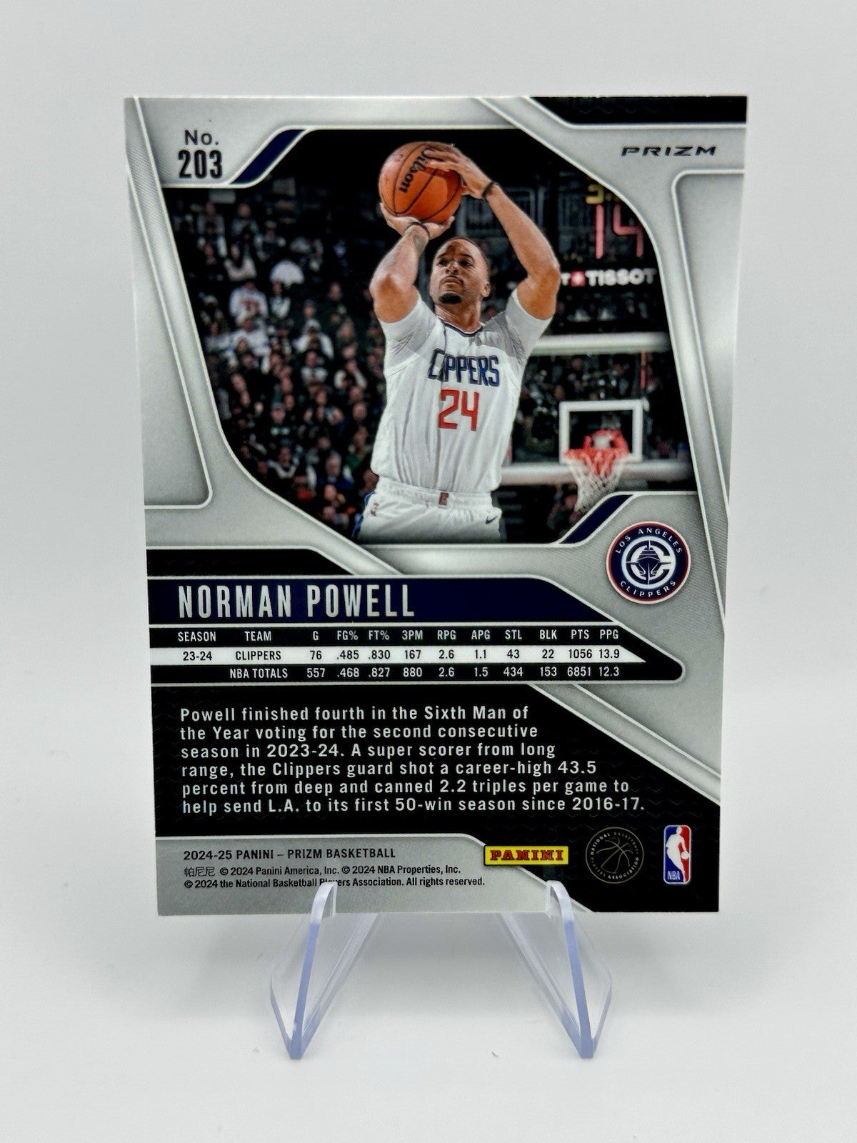 2024-25 Panini Prizm Norman Powell Silver Prizm Clippers #203 NBA Card