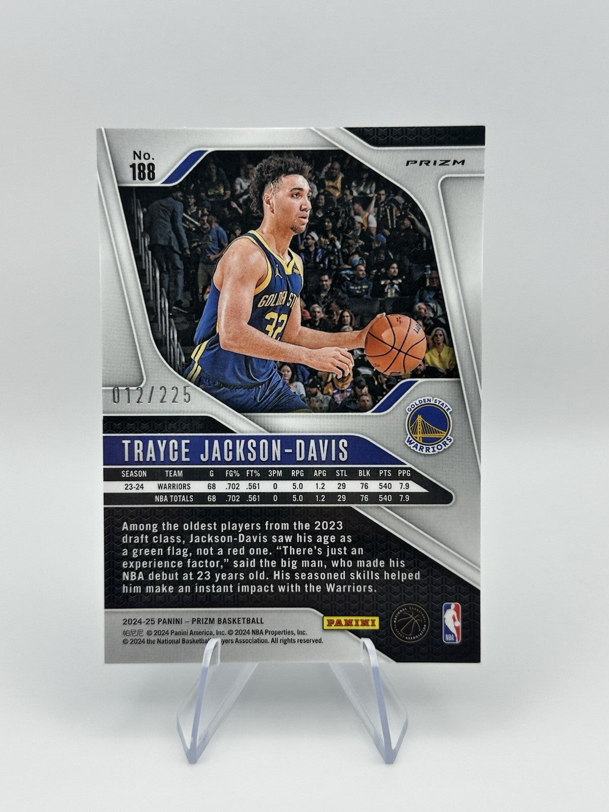 2024-25 Prizm Trayce Jackson-Davis Green 12/225 #188 Golden State Warriors