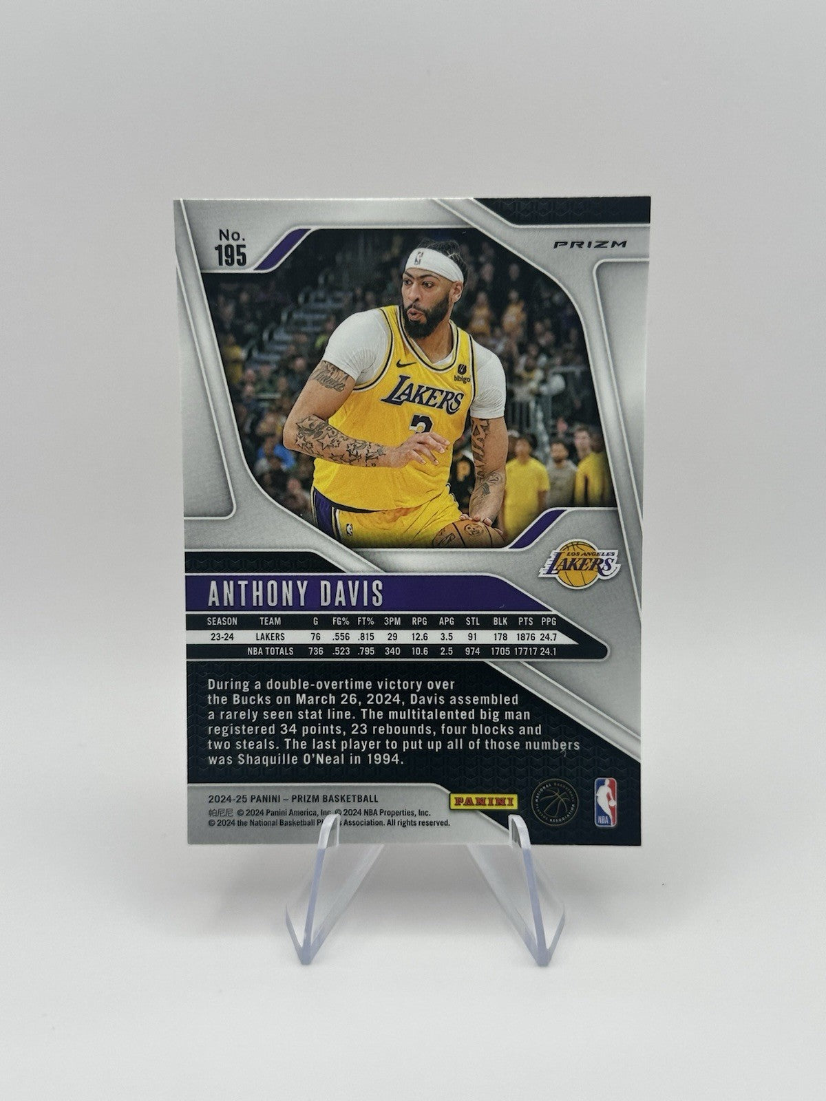 2024-25 Panini Prizm Red Cracked Ice Los Angeles L Anthony Davis NBA Card