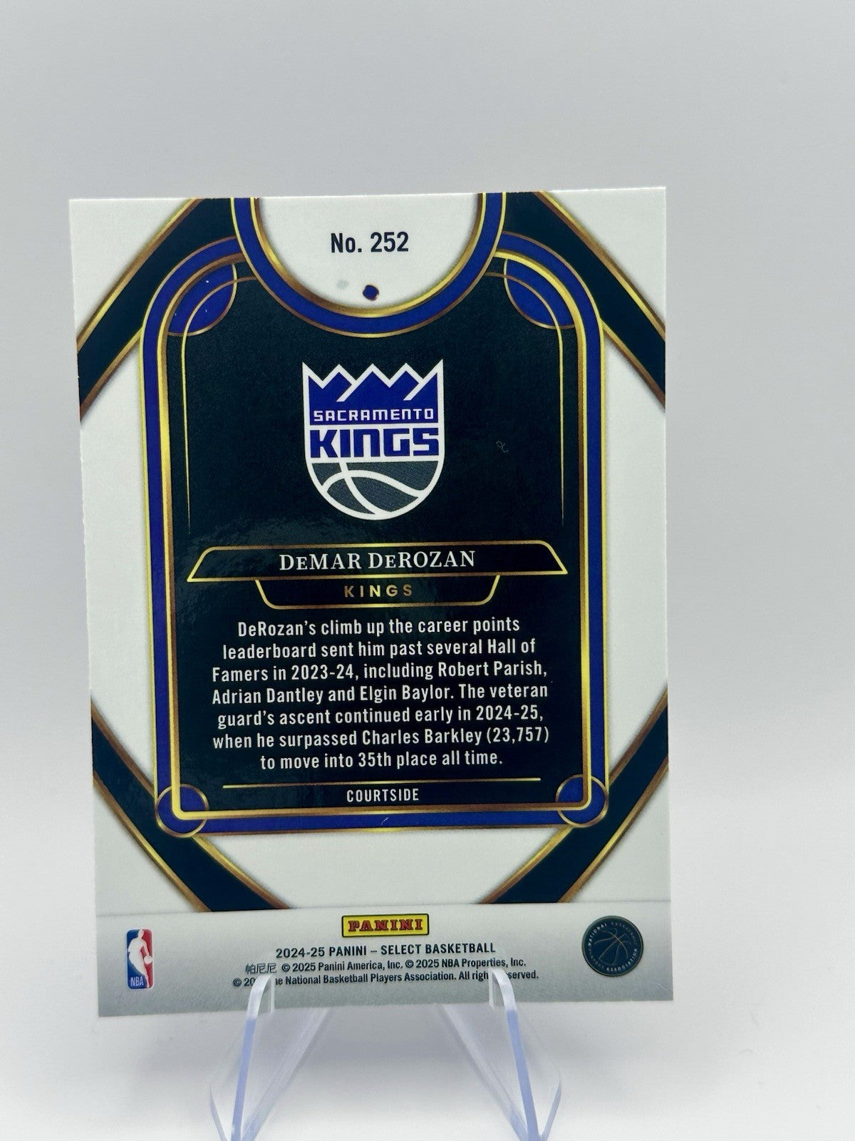 2024-25 Select DeMar DeRozan Courtside Sacramento Kings #252 NBA Card