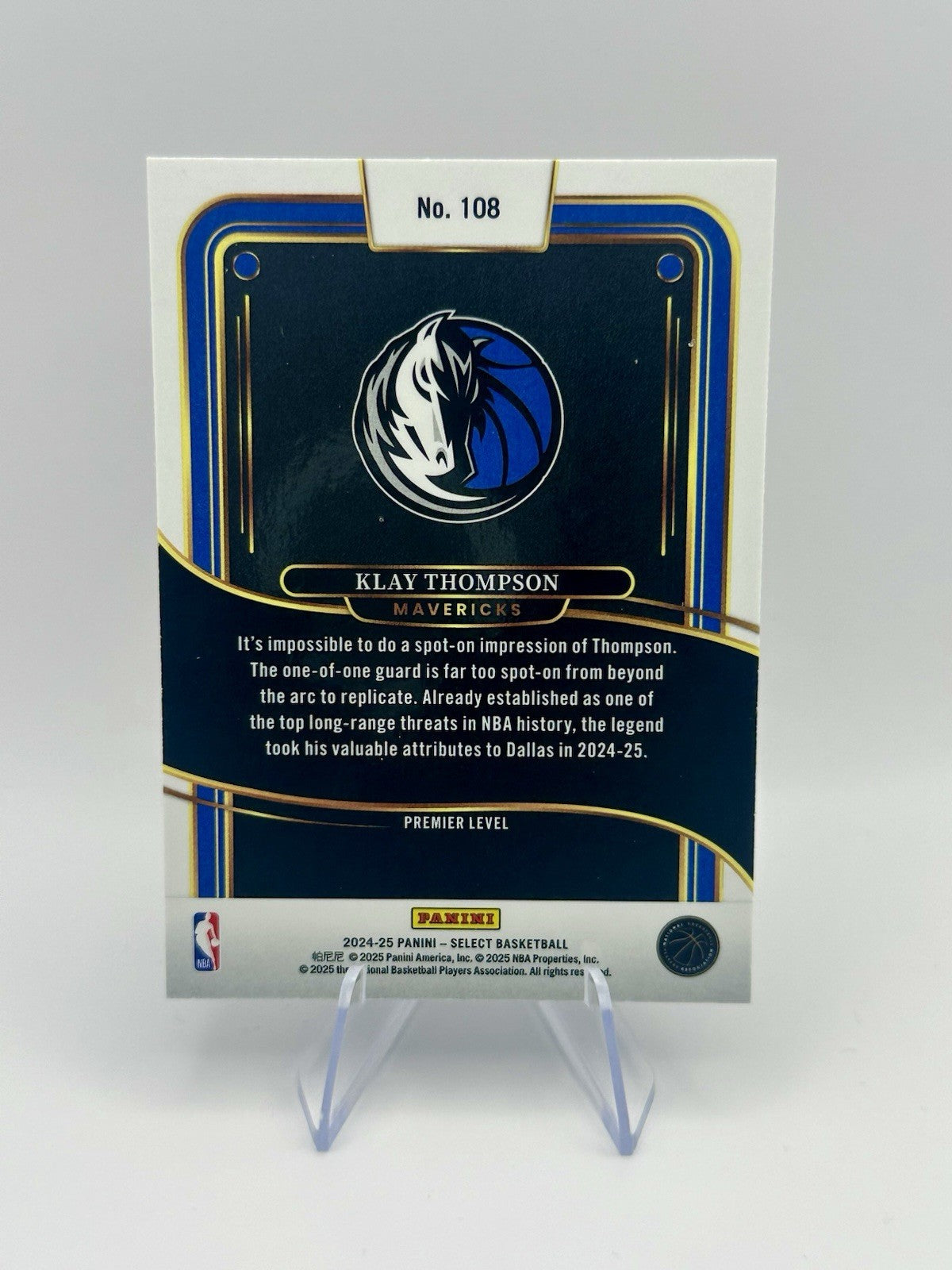 2024-25 Select Klay Thompson Blue Dallas Mavericks #108 Premier NBA Card