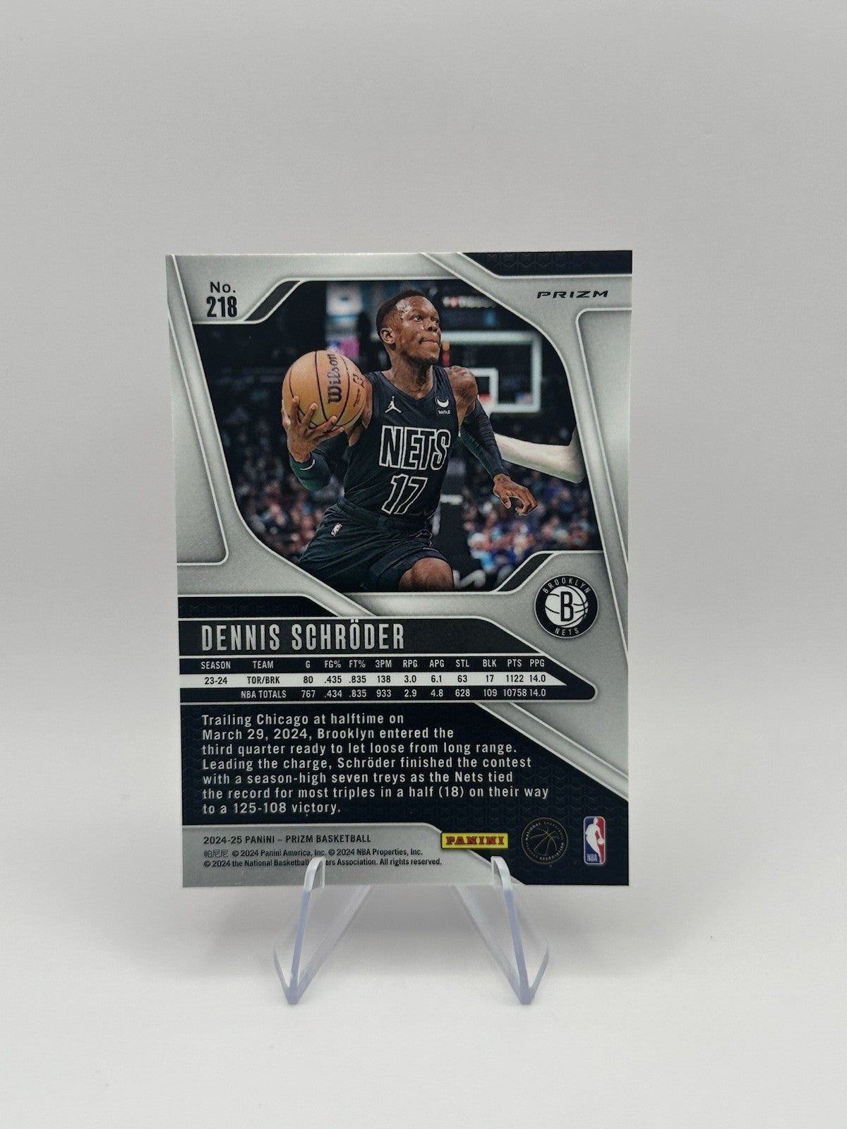 2024-25 Panini Prizm #218 Dennis Schroder Pink Ice Brooklyn Nets NBA Card