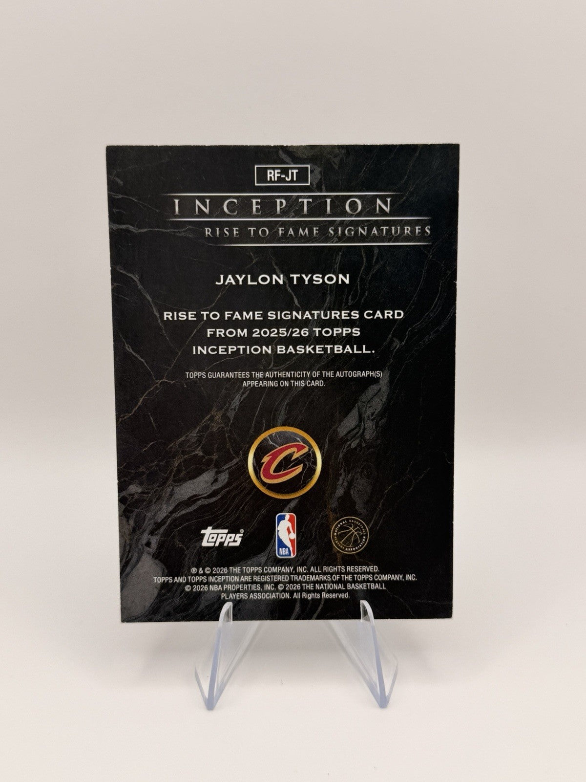 Jaylon Tyson 2025-26 Topps Inception Rise To Fame Auto /50 Cavaliers RF-JT