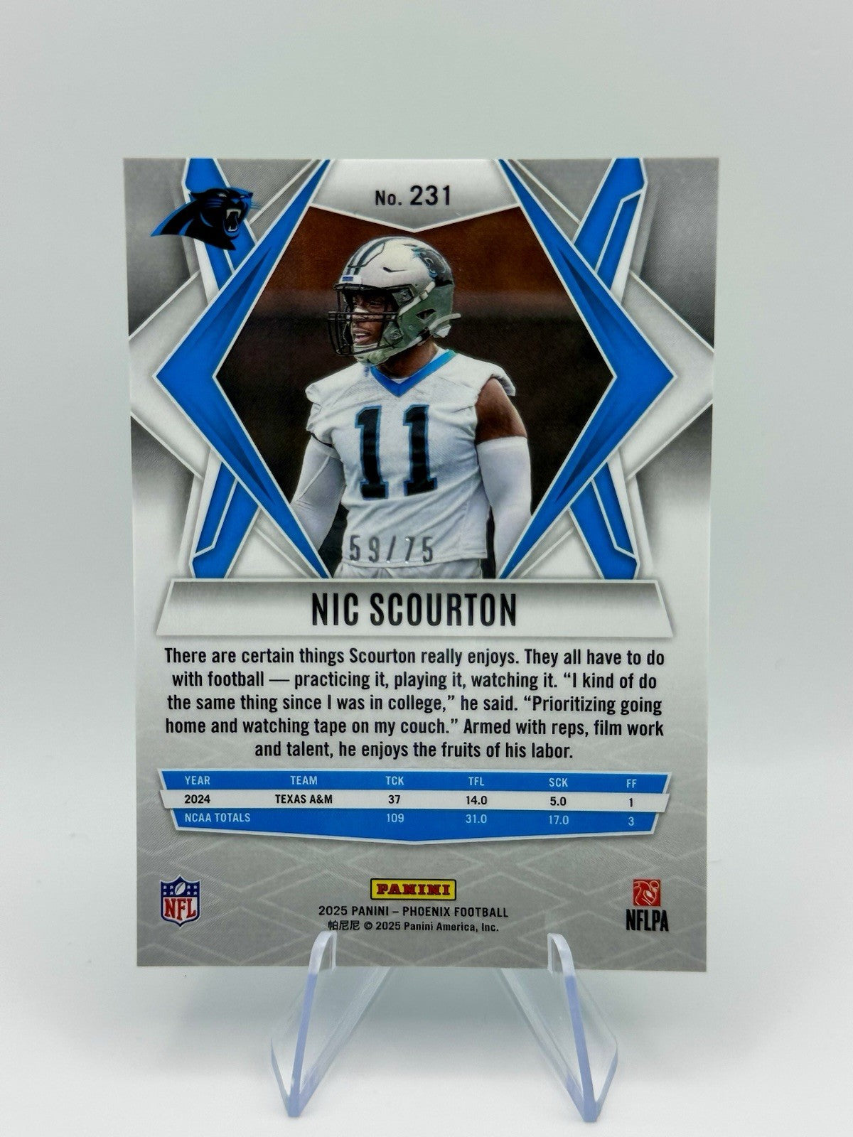 2025 Panini Phoenix Nic Scourton RC Green Prizm Rookie Panthers #231/75 NFL