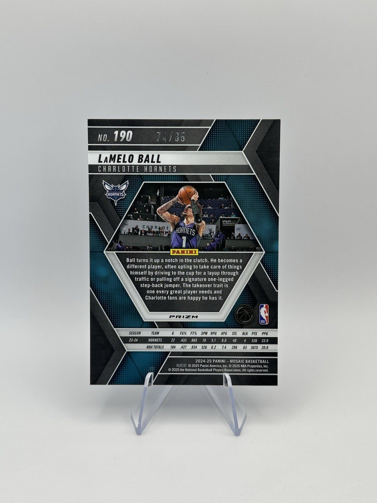 2024-25 Panini Mosaic /85 Charlotte Hornets #190 LaMelo Ball NBA Card
