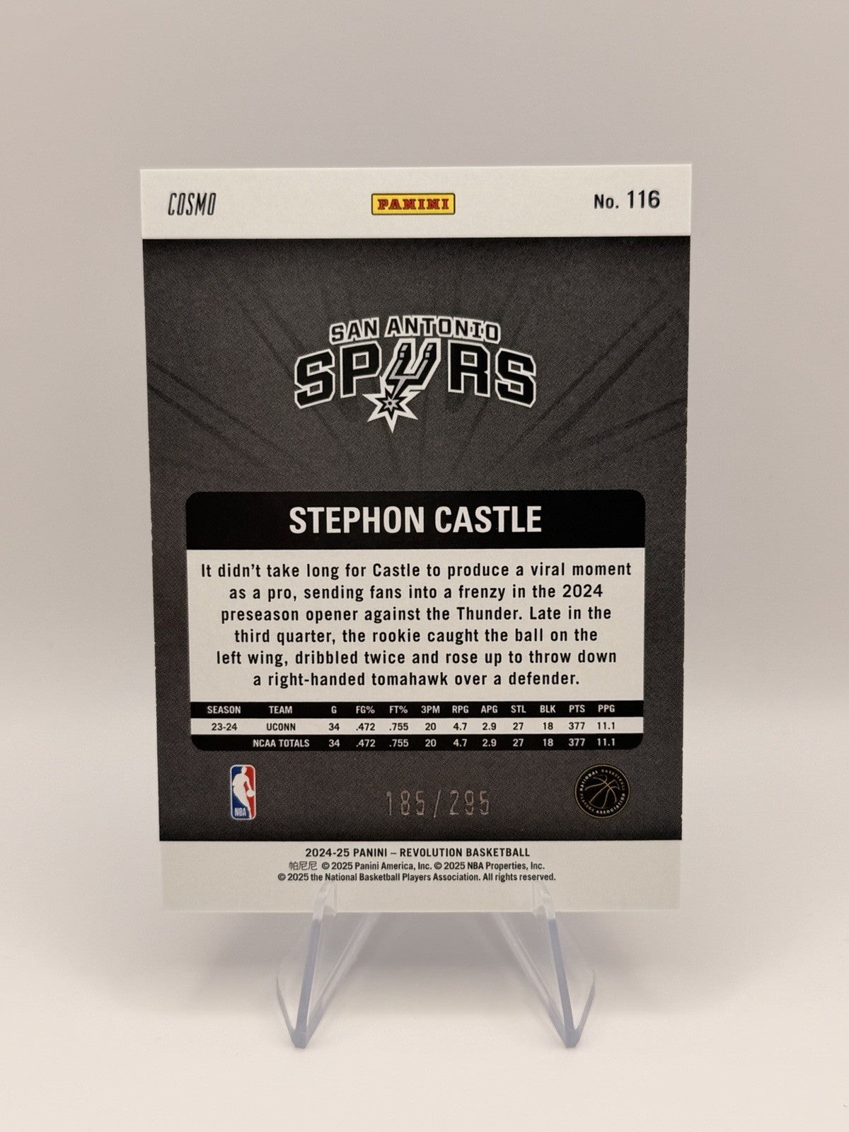 2024-25 Revolution Stephon Castle RC Cosmo /295 Rookie #116 Spurs 185/295