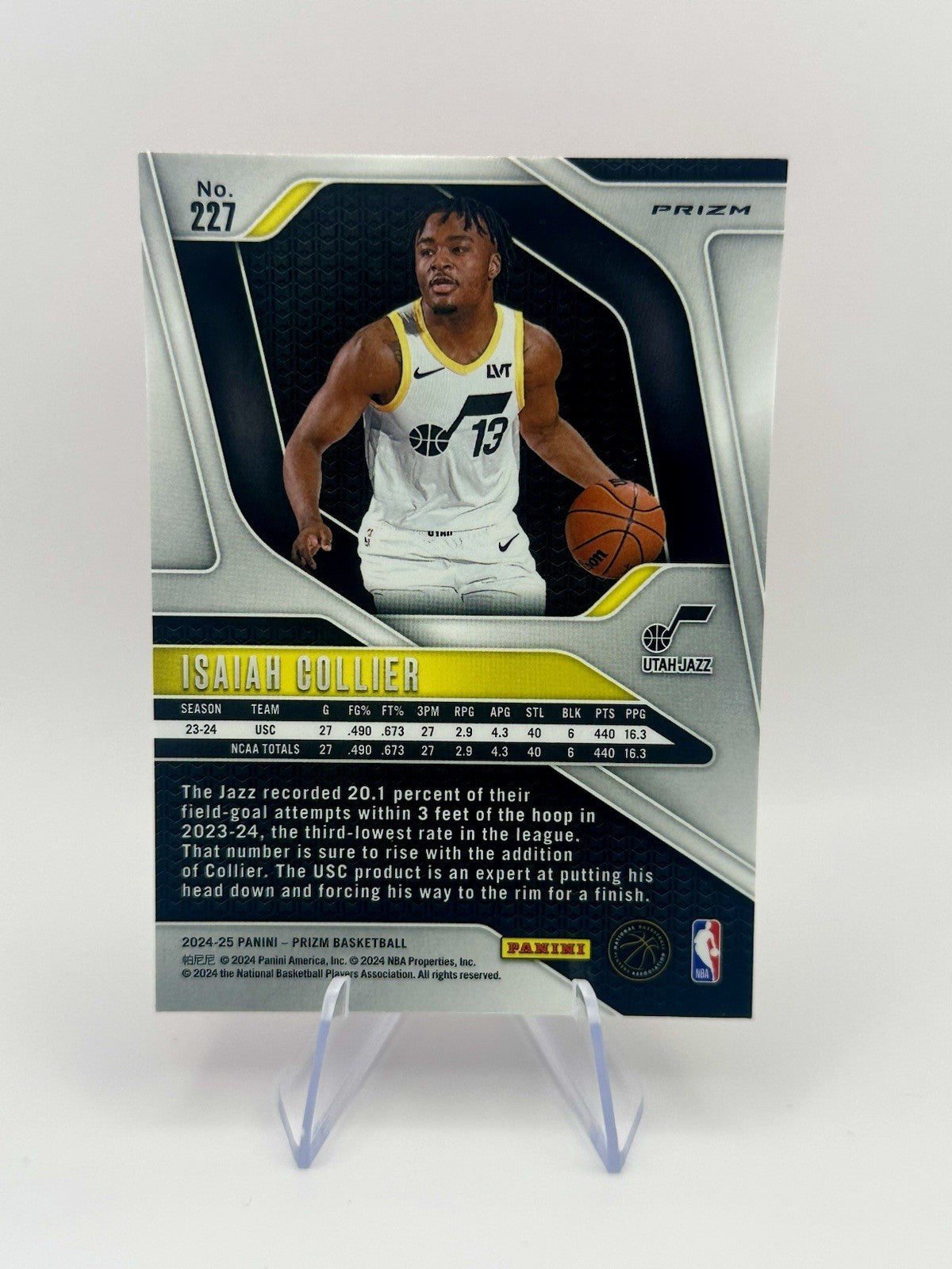 2024-25 Panini Prizm Isaiah Collier Pink Ice RC #227 Utah Jazz NBA Card