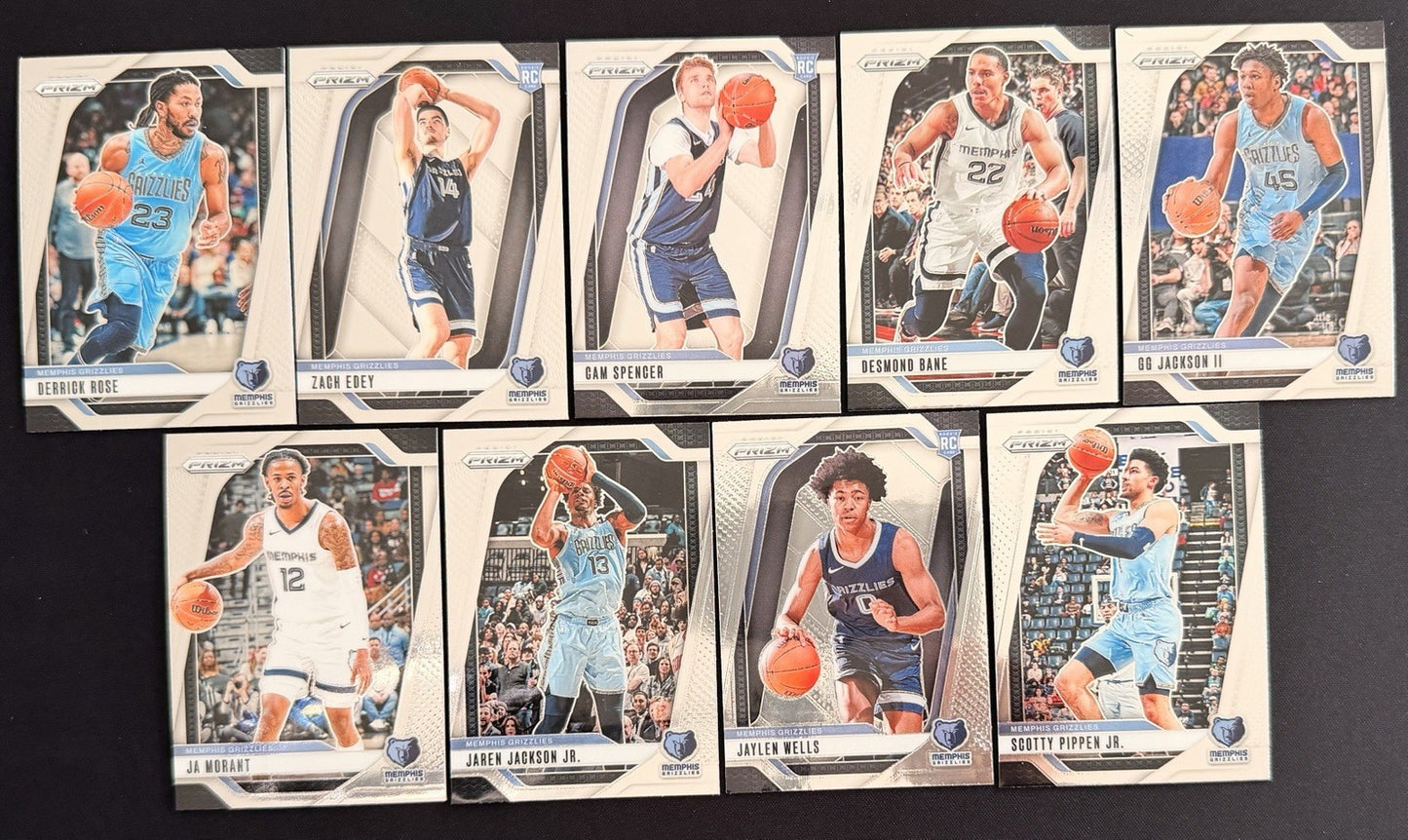 Memphis Grizzlies Team Lot Panini Prizm Cards Morant Edey Wells RC Bane NM