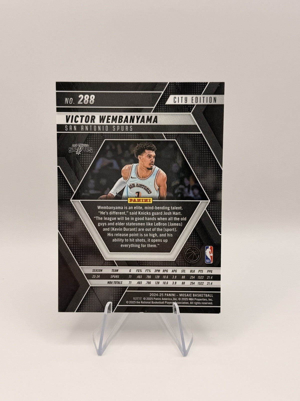 2024-25 Panini Mosaic Victor Wembanyama City Edition Spurs #288 NBA Card