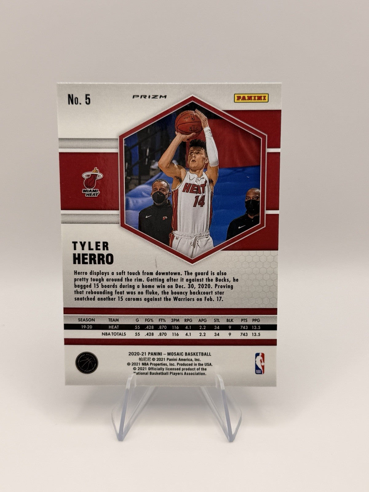 2020-21 Panini Mosaic Tyler Herro Blue Mosaic Prizm #5 Miami Heat NBA Card